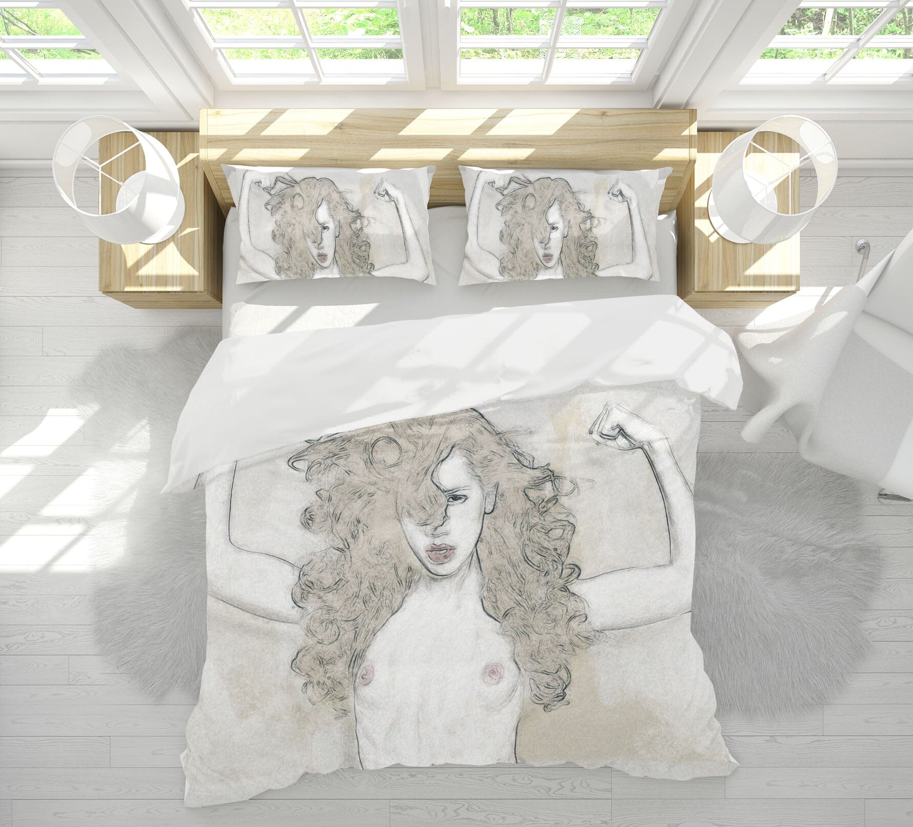 3D Long Haired Girl 2009 Marco Cavazzana Bedding Bed Pillowcases Quilt Quiet Covers AJ Creativity Home 