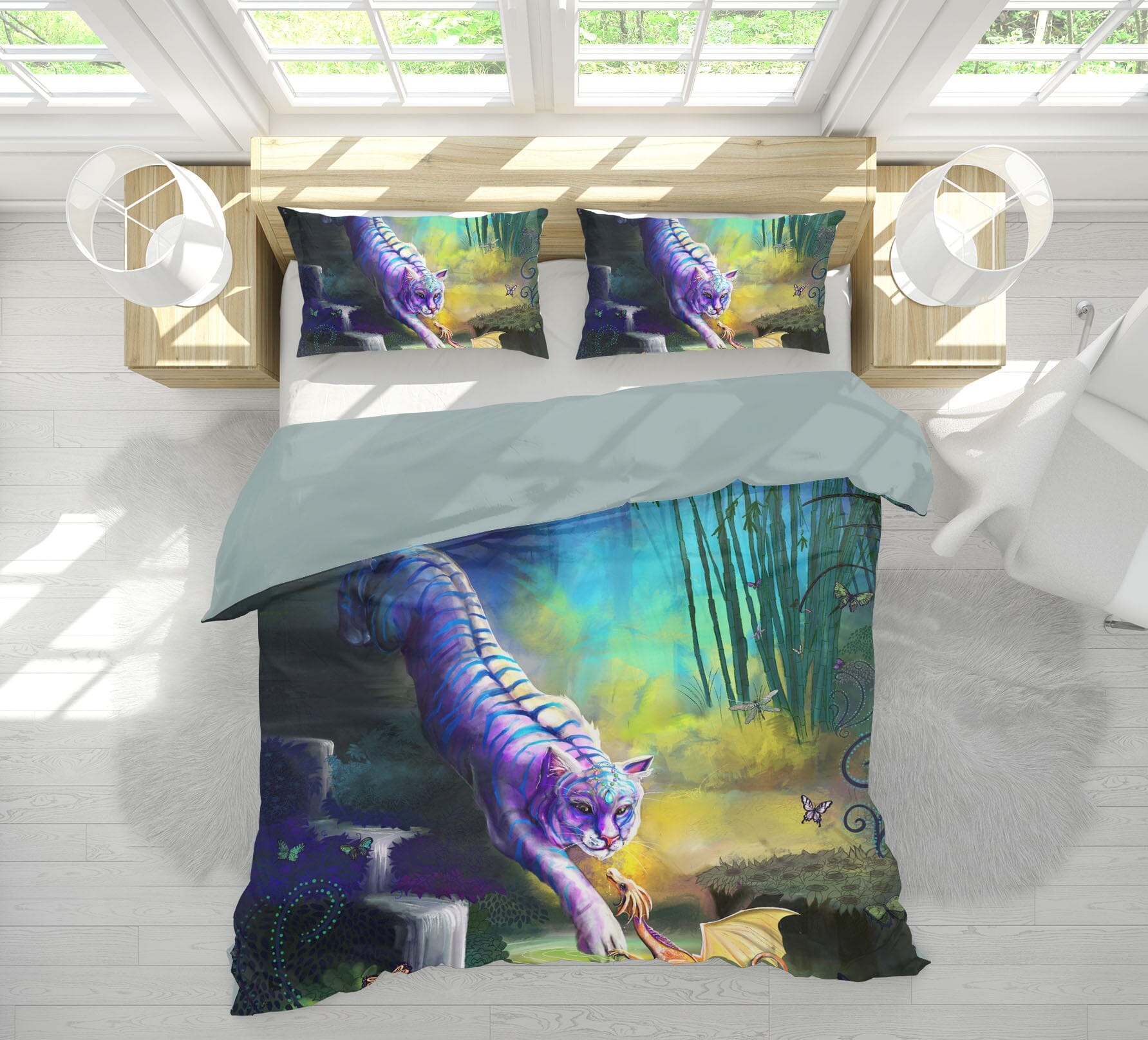 3D White Tiger 123 Rose Catherine Khan Bedding Bed Pillowcases Quilt Quiet Covers AJ Creativity Home 