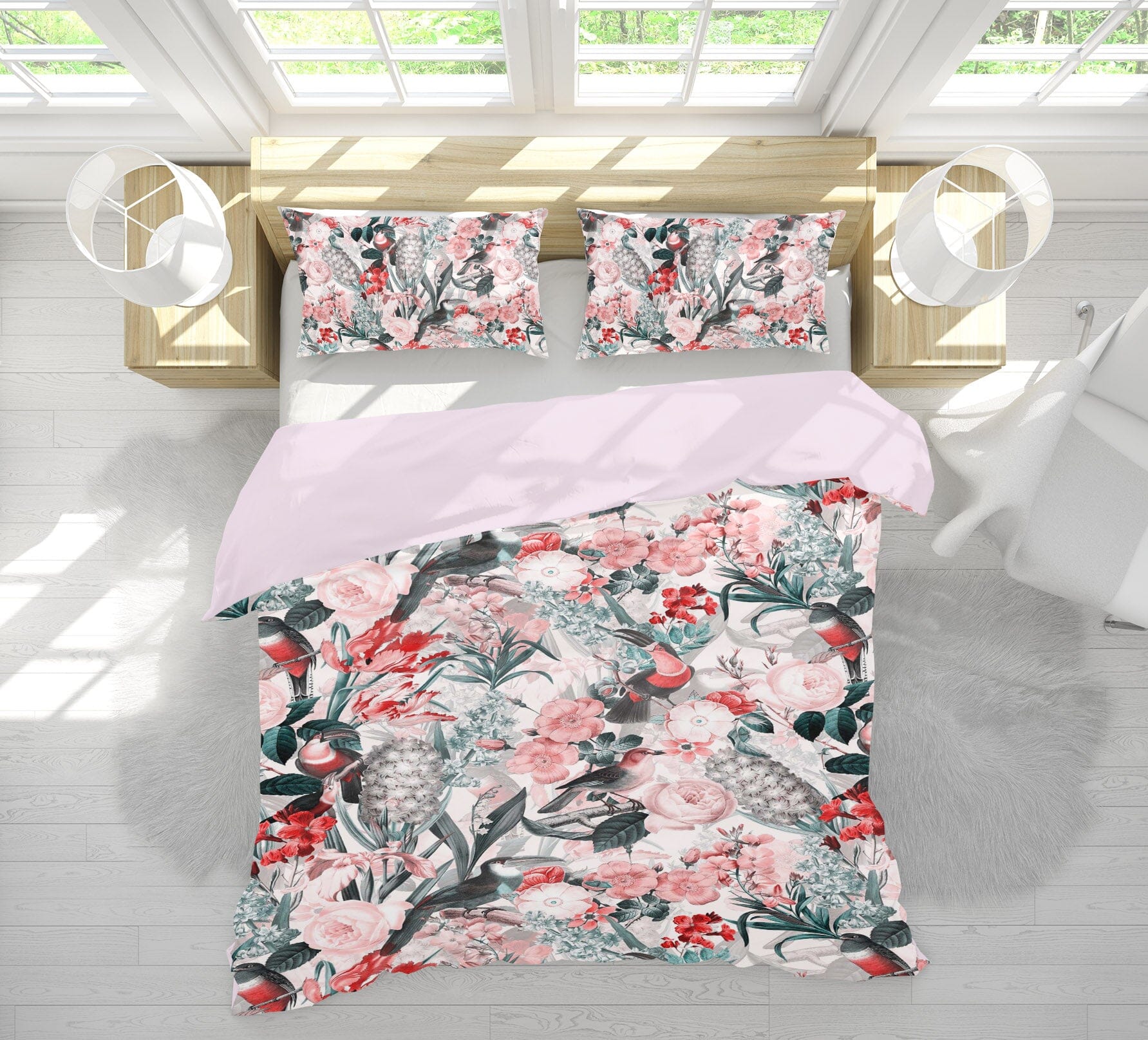 3D Pink Toucan 180 Uta Naumann Bedding Bed Pillowcases Quilt Quiet Covers AJ Creativity Home 