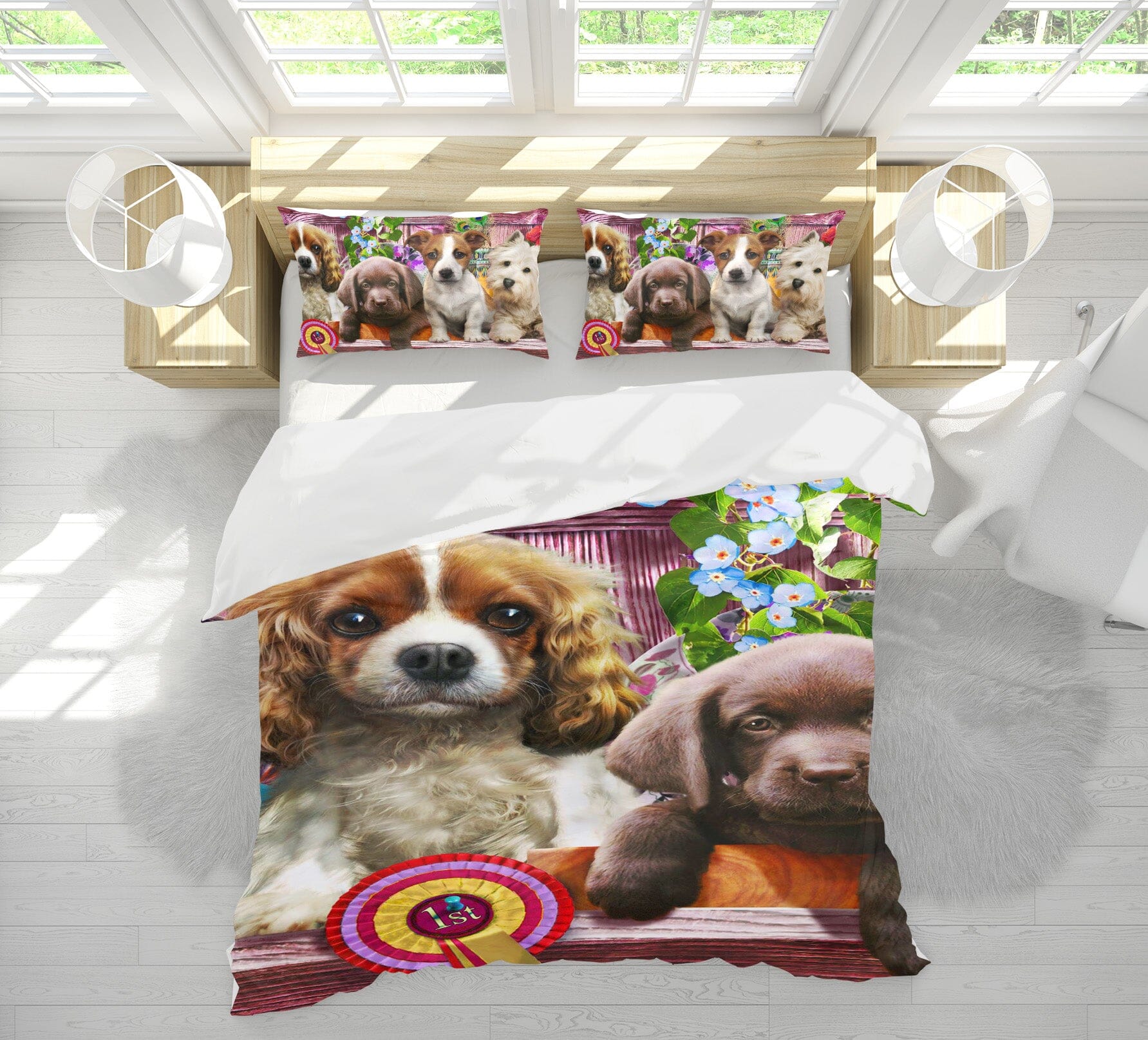 3D Cute Dog 2027 Adrian Chesterman Bedding Bed Pillowcases Quilt Quiet Covers AJ Creativity Home 