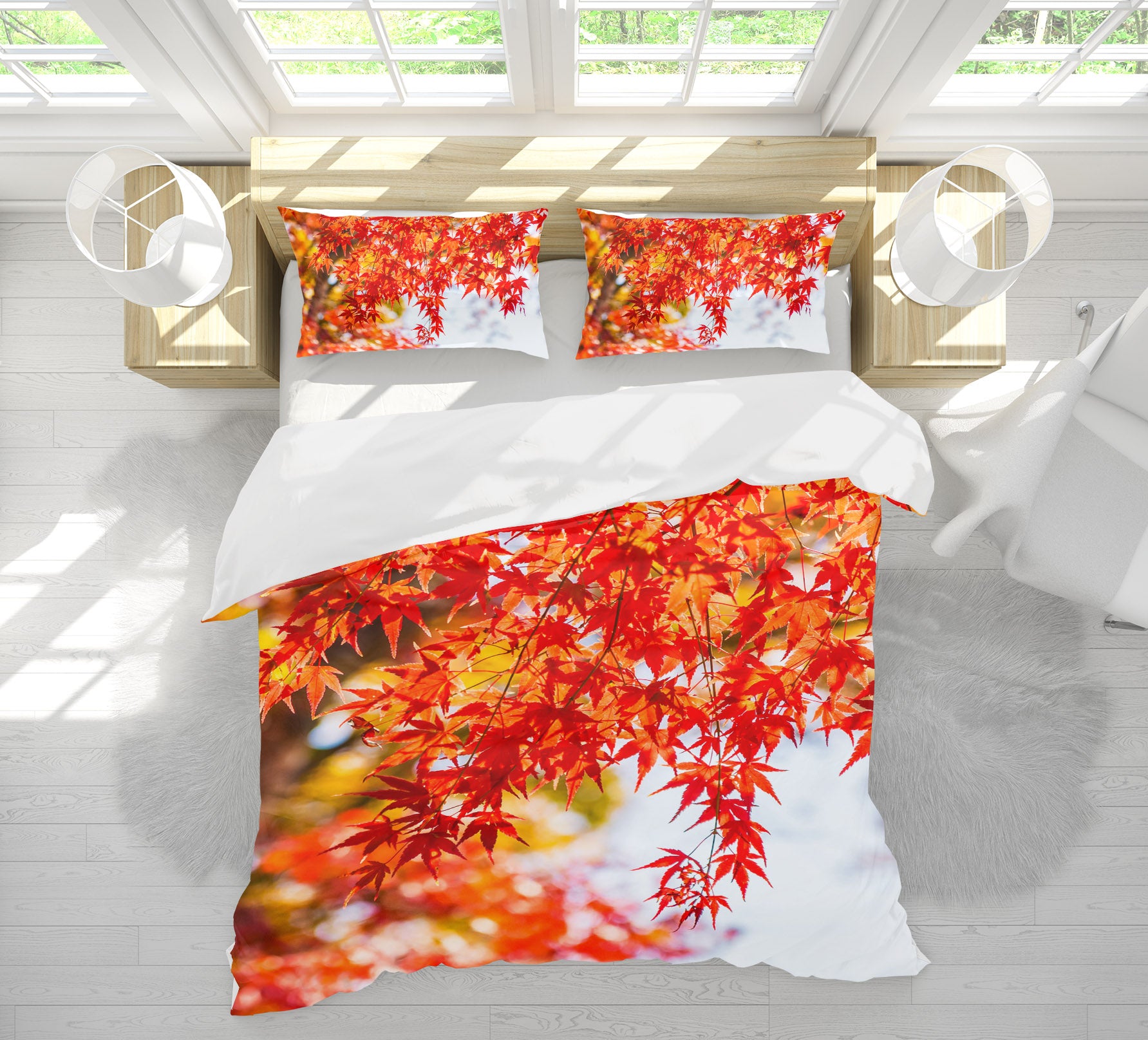 3D Red Maple Leaf 60165 Bed Pillowcases Quilt