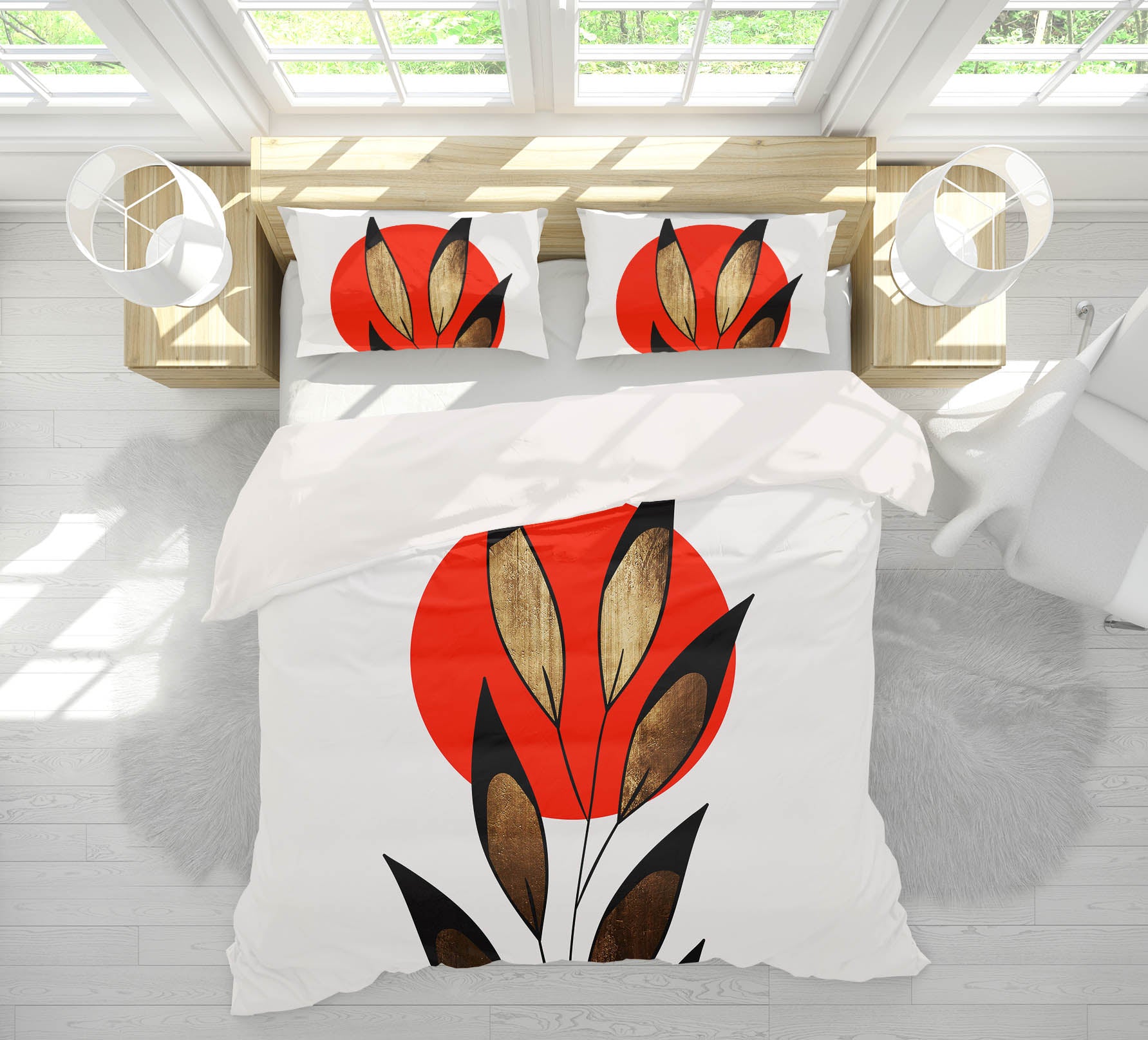 3D Red Sun Leaves 123 Boris Draschoff Bedding Bed Pillowcases Quilt