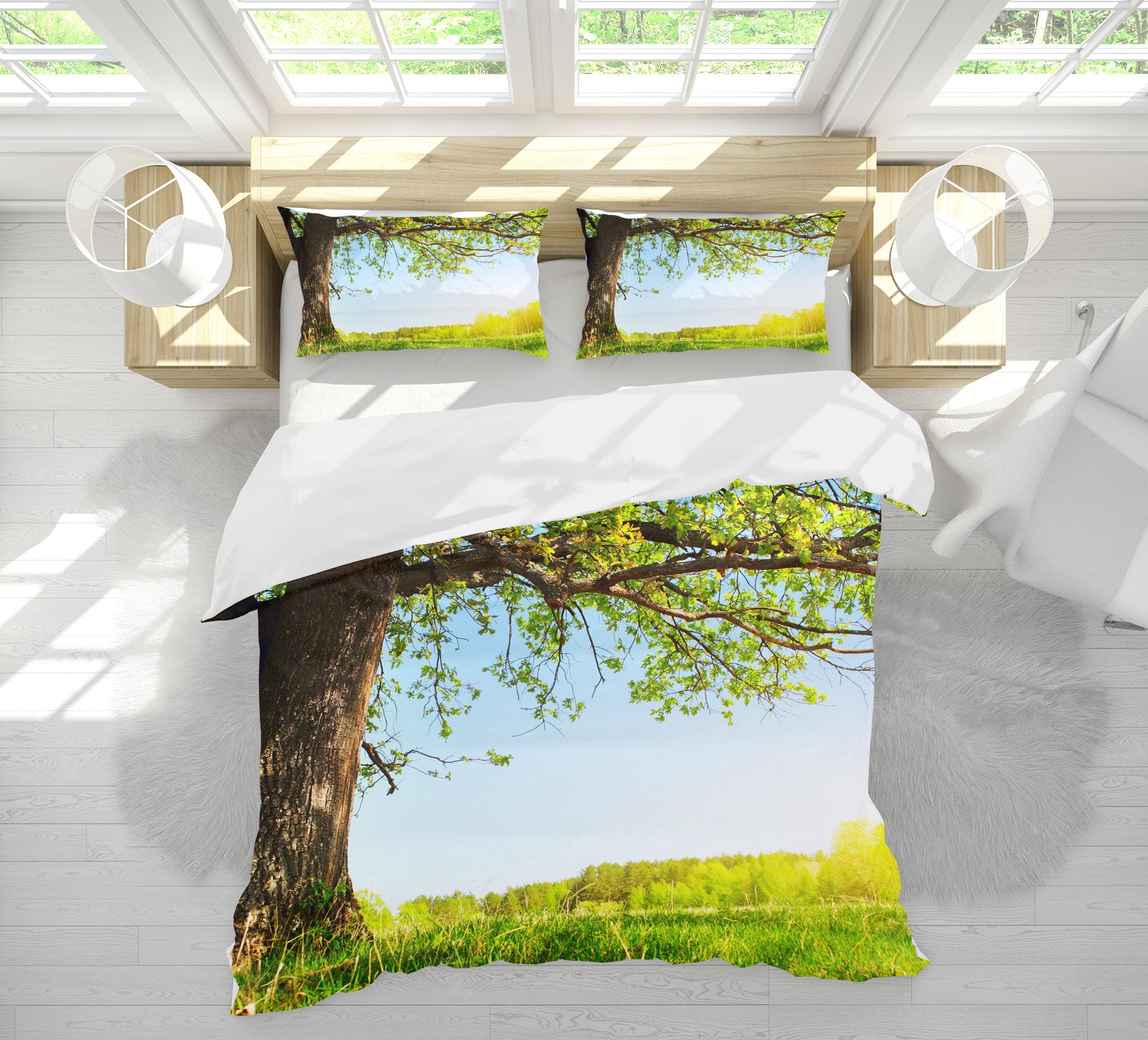 3D Trees Grass 60196 Bed Pillowcases Quilt
