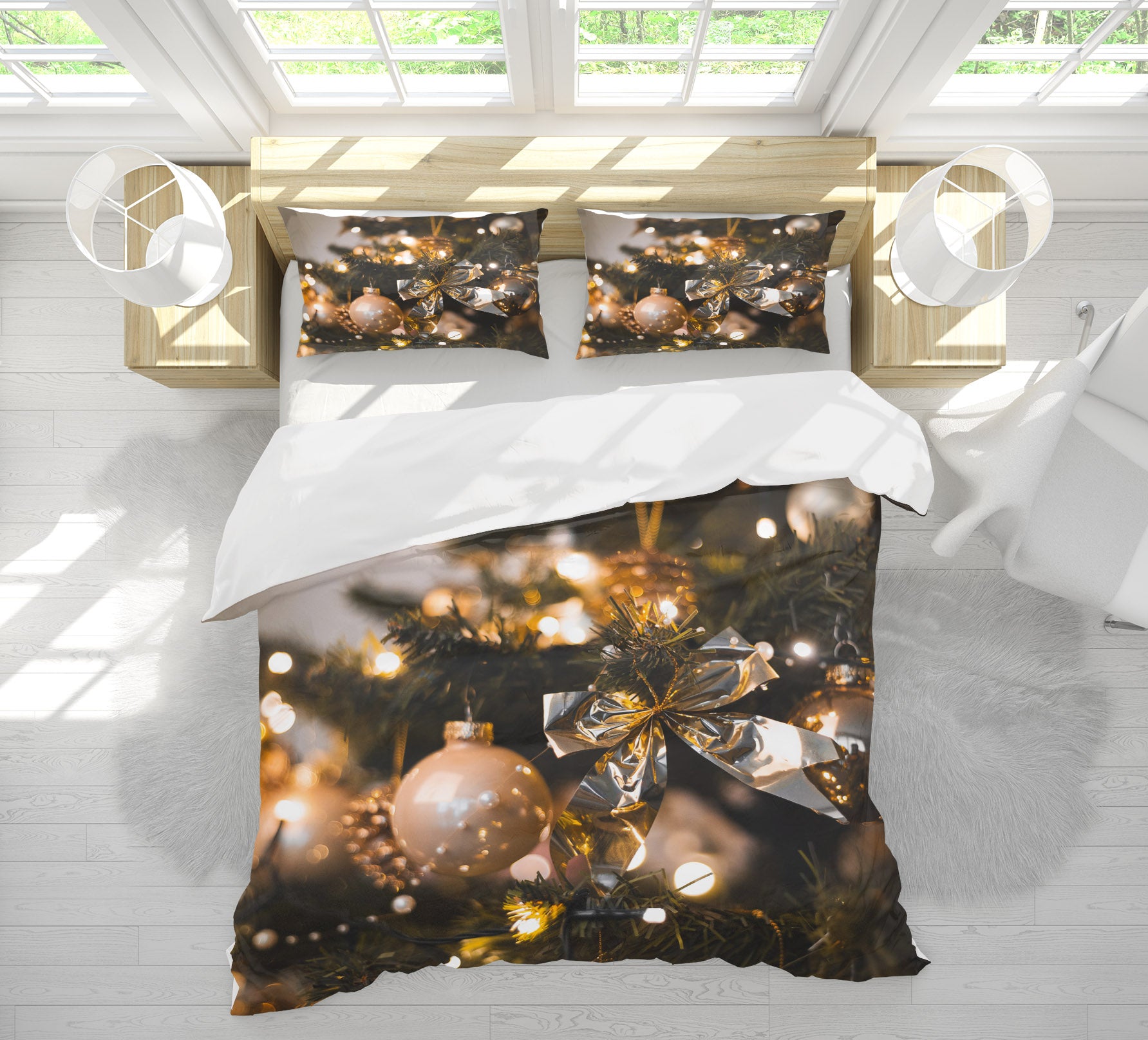 3D Ball Bow Pendant 51063 Christmas Quilt Duvet Cover Xmas Bed Pillowcases