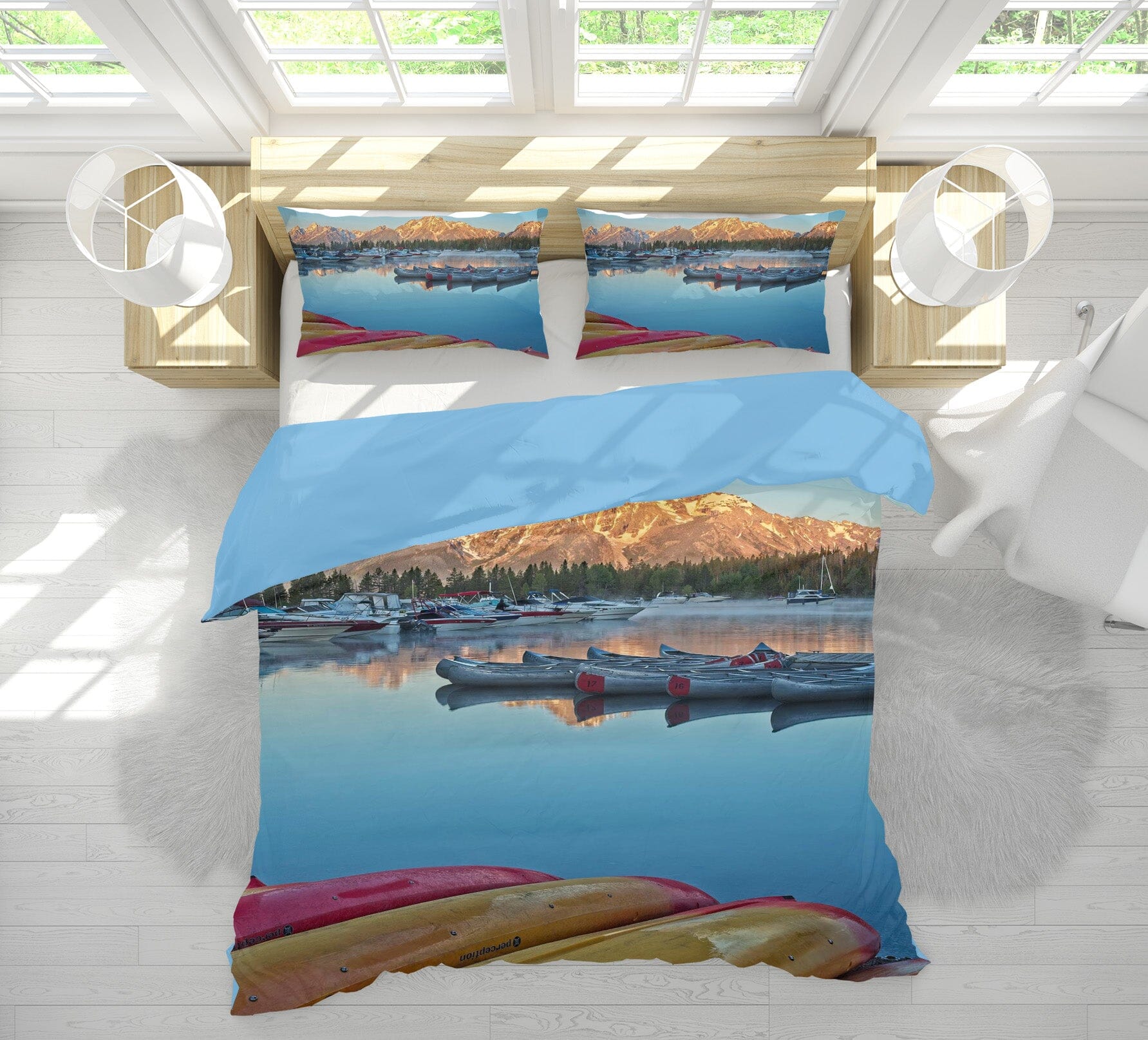 3D Waterside Mountain Peak 2132 Kathy Barefield Bedding Bed Pillowcases Quilt Quiet Covers AJ Creativity Home 