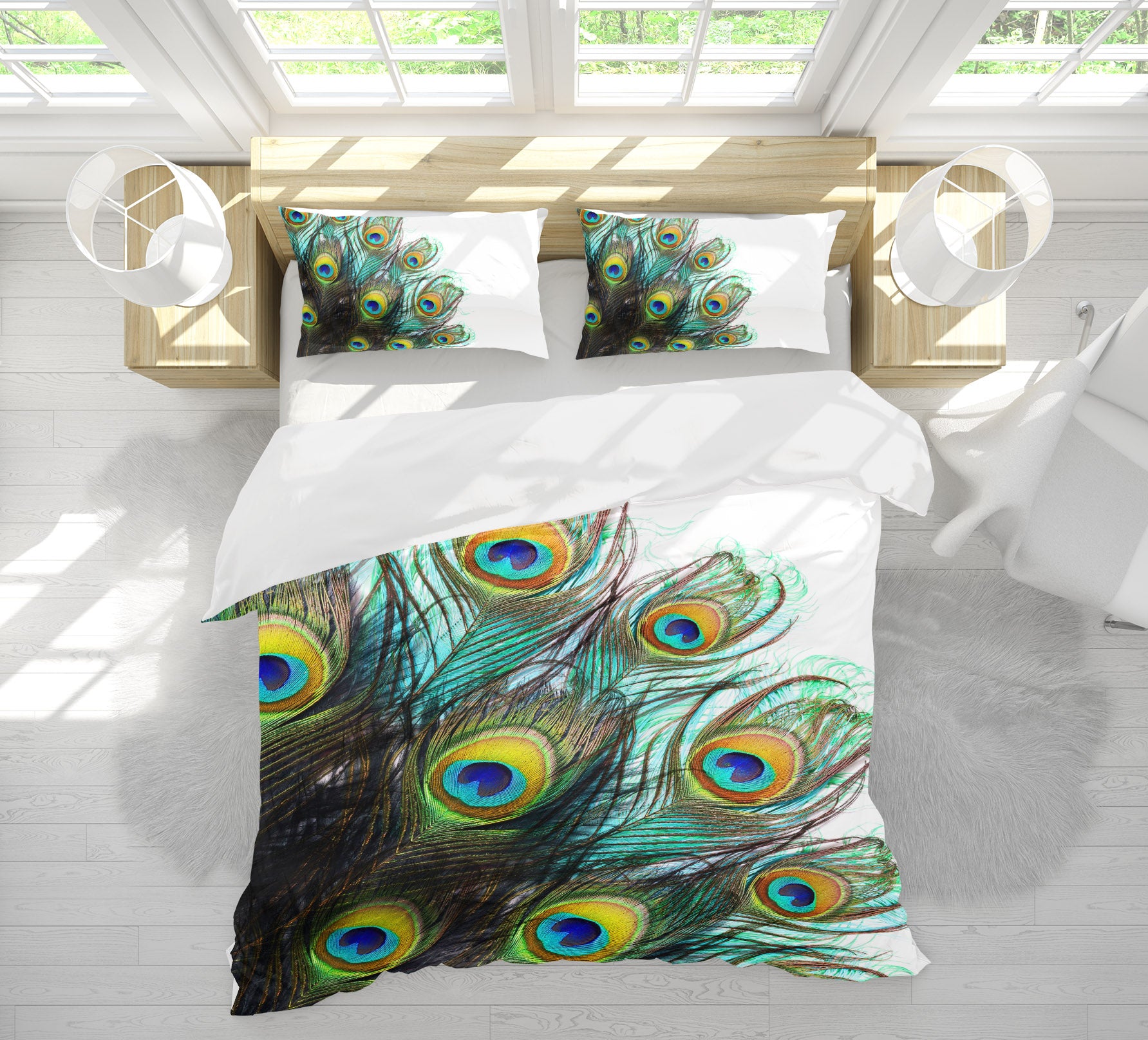 3D Peacock Feather 15060 Bed Pillowcases Quilt
