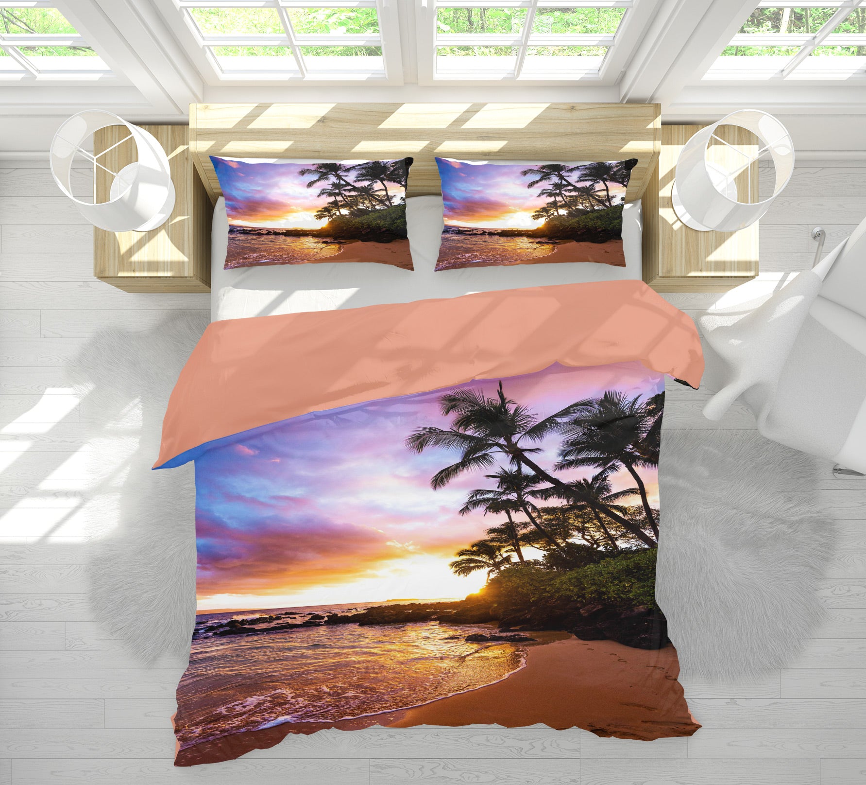 3D Beach Coconut Tree 15157 Bed Pillowcases Quilt