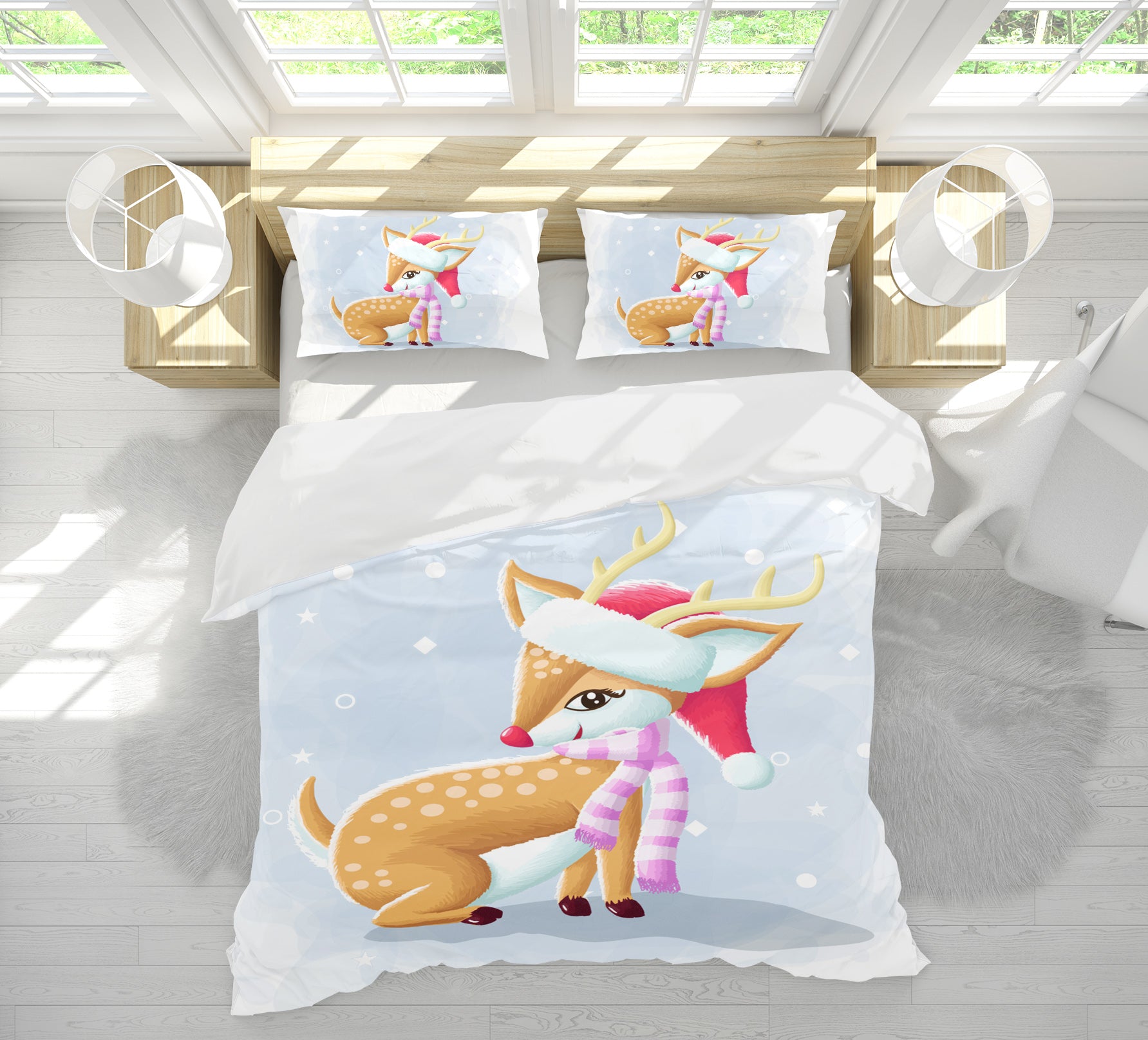 3D Cartoon Sika Deer 58237 Bed Pillowcases Quilt