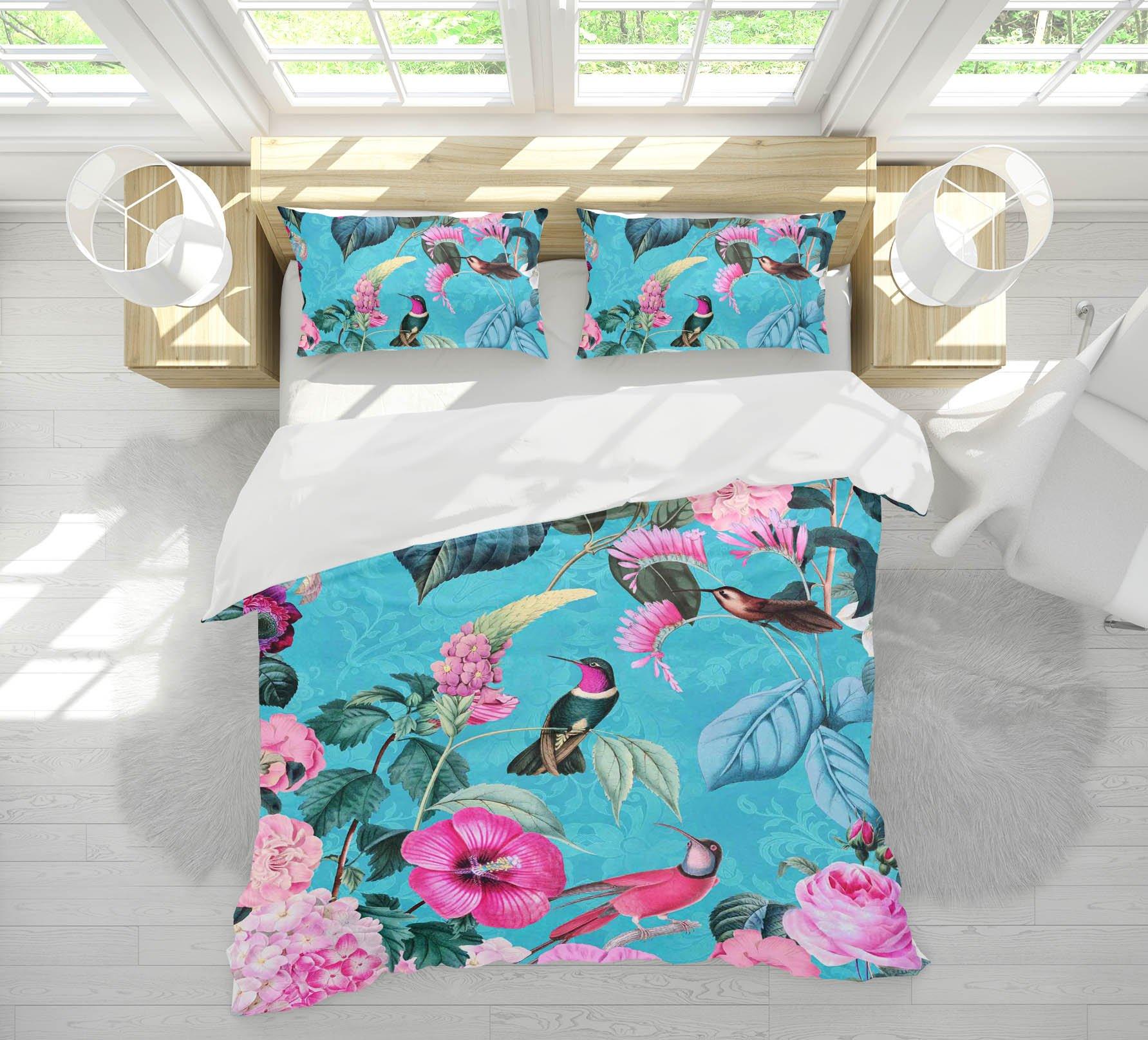 3D Bird Flowers 2119 Andrea haase Bedding Bed Pillowcases Quilt Quiet Covers AJ Creativity Home 