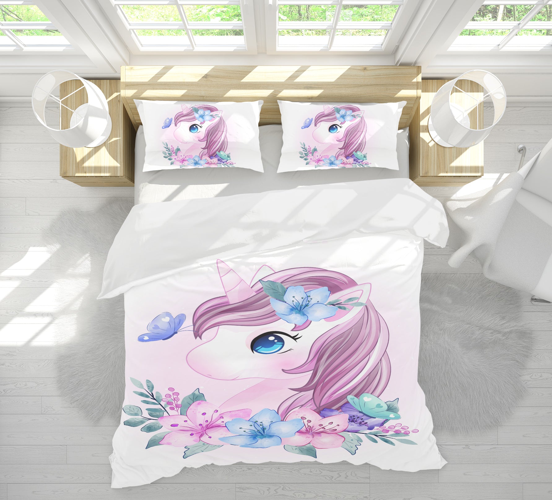 3D Flower Unicorn 58227 Bed Pillowcases Quilt