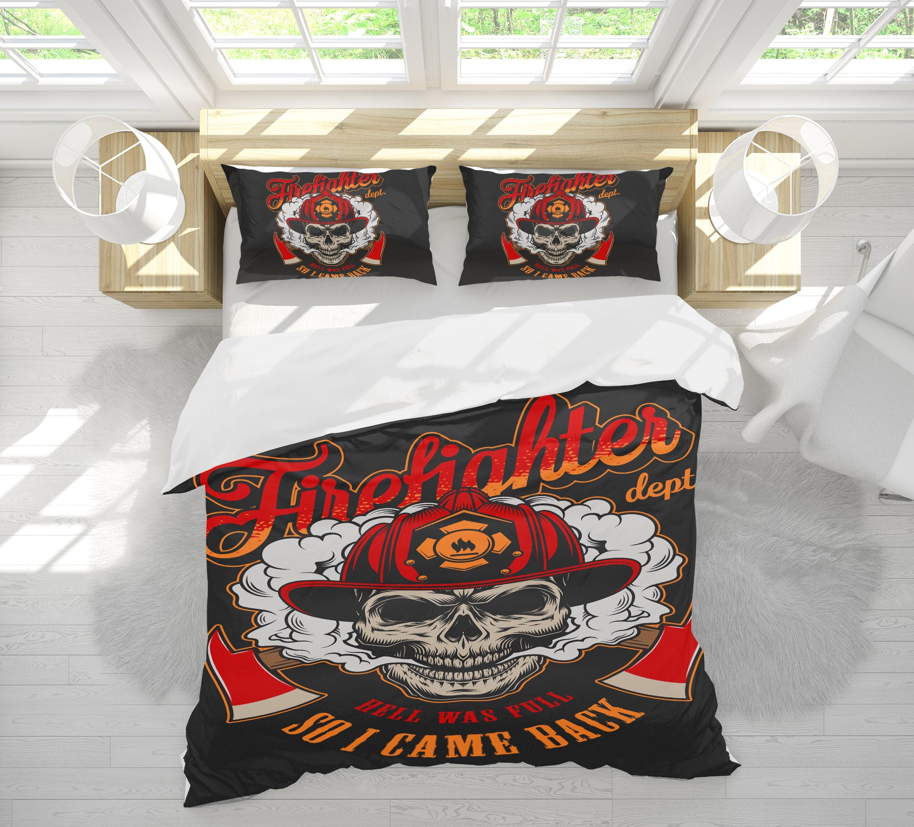 3D Red Hat Skull 60246 Bed Pillowcases Quilt