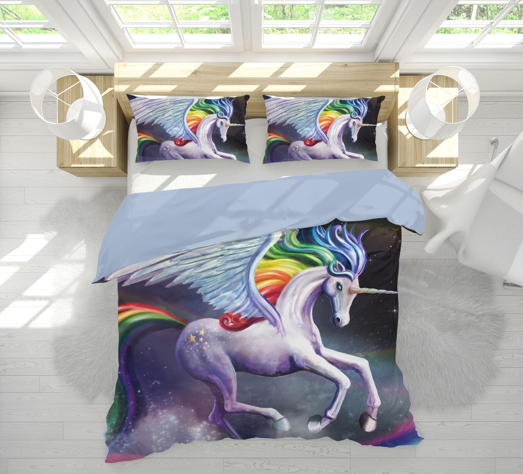3D Rainbow Unicorn 116 Rose Catherine Khan Bedding Bed Pillowcases Quilt Quiet Covers AJ Creativity Home 