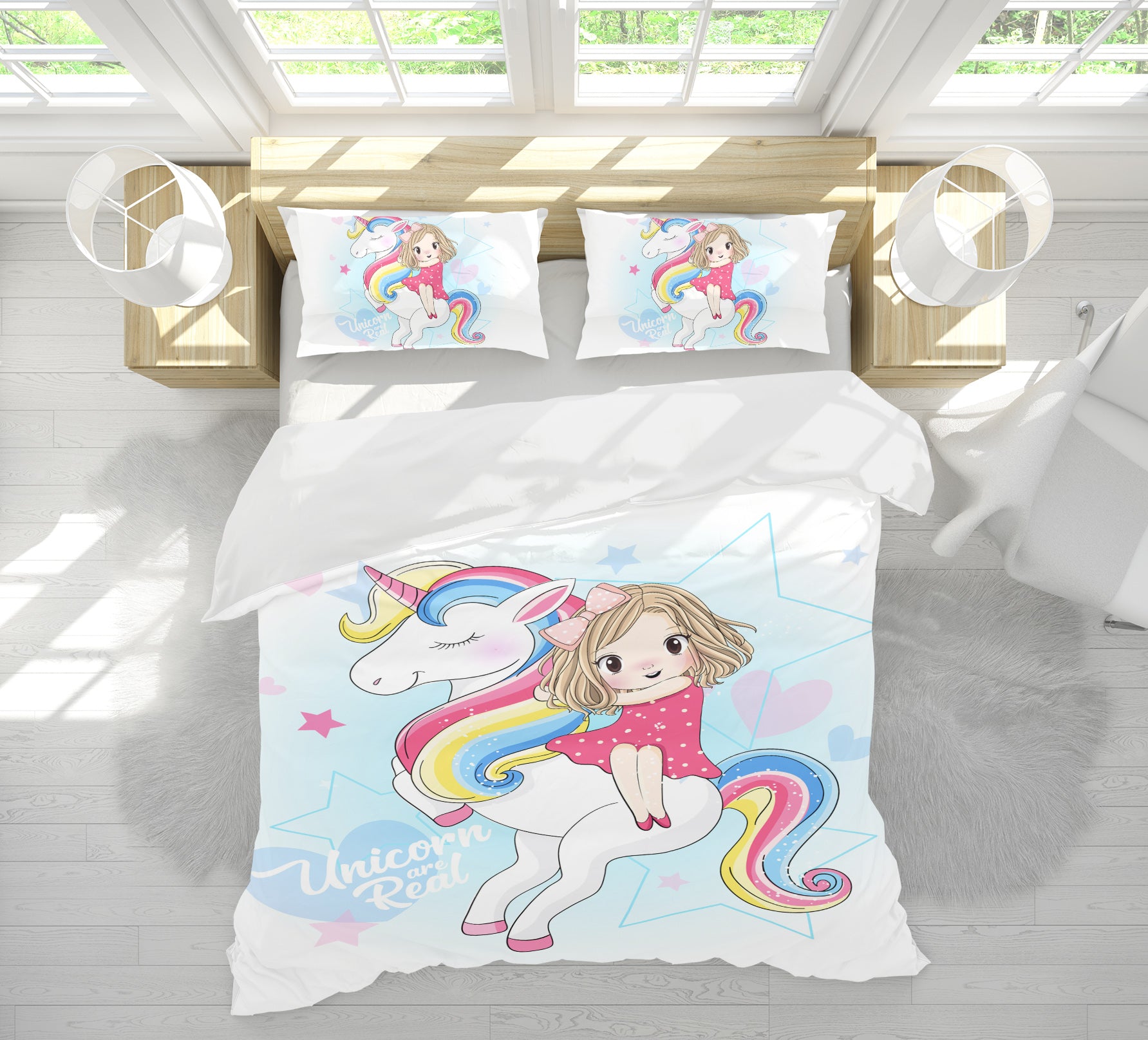 3D Unicorn Girl 58216 Bed Pillowcases Quilt
