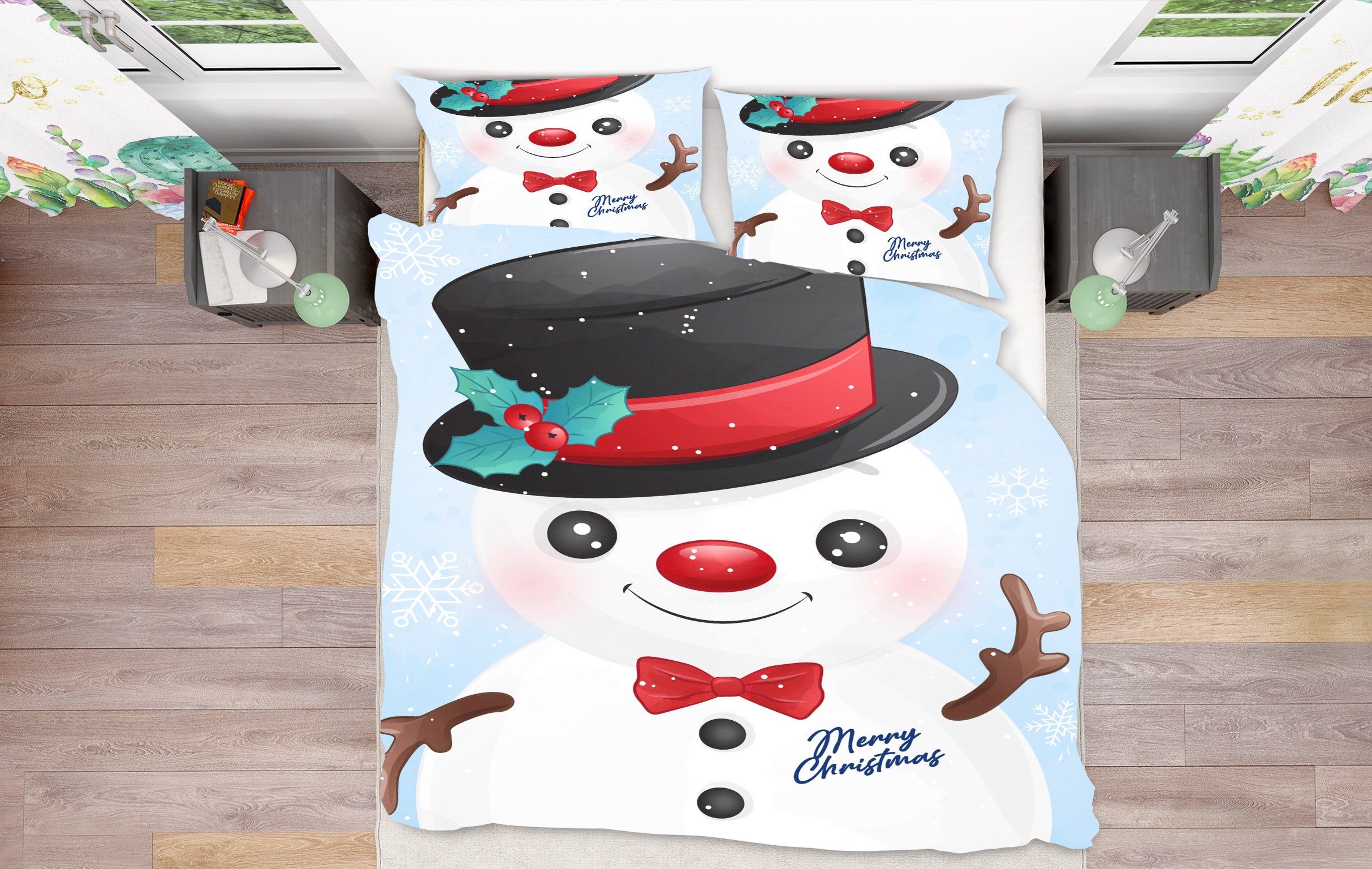 3D Snowman 51057 Christmas Quilt Duvet Cover Xmas Bed Pillowcases