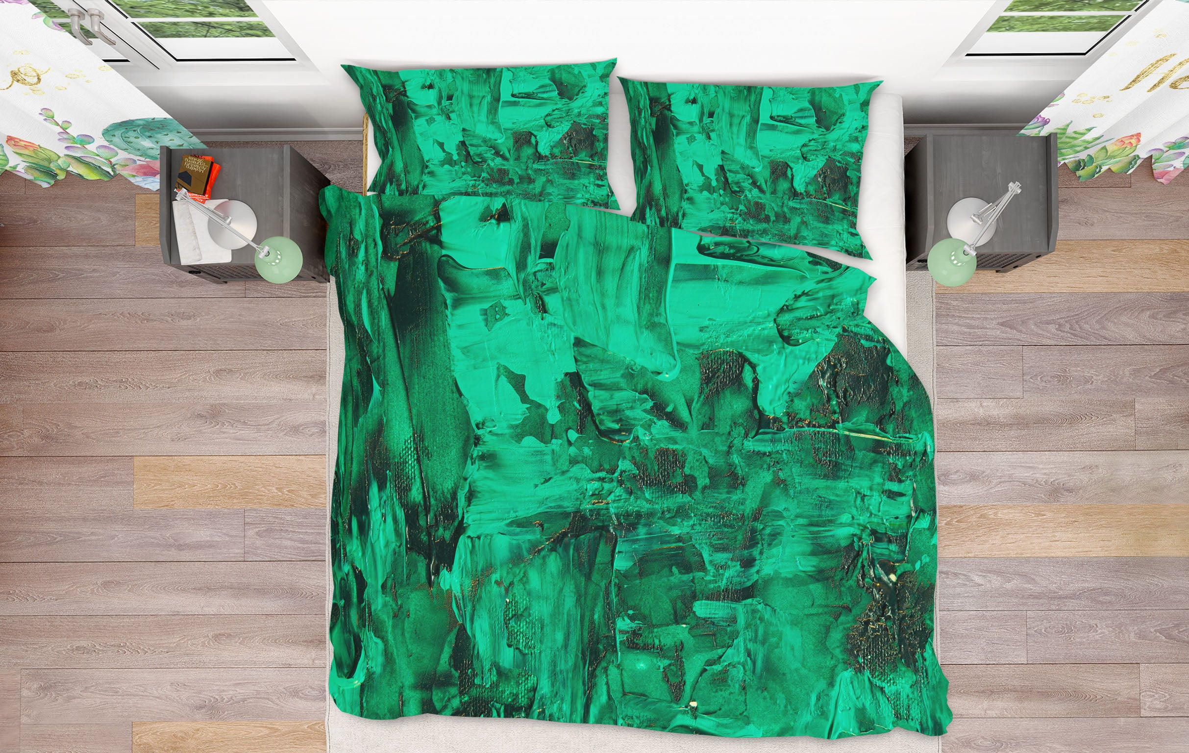 3D Green Pattern 16015 Bed Pillowcases Quilt