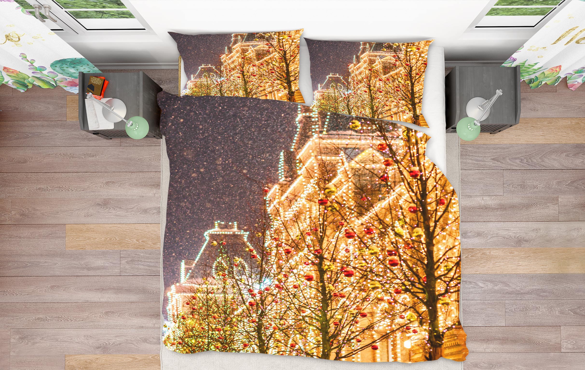 3D Light Building 51033 Christmas Quilt Duvet Cover Xmas Bed Pillowcases