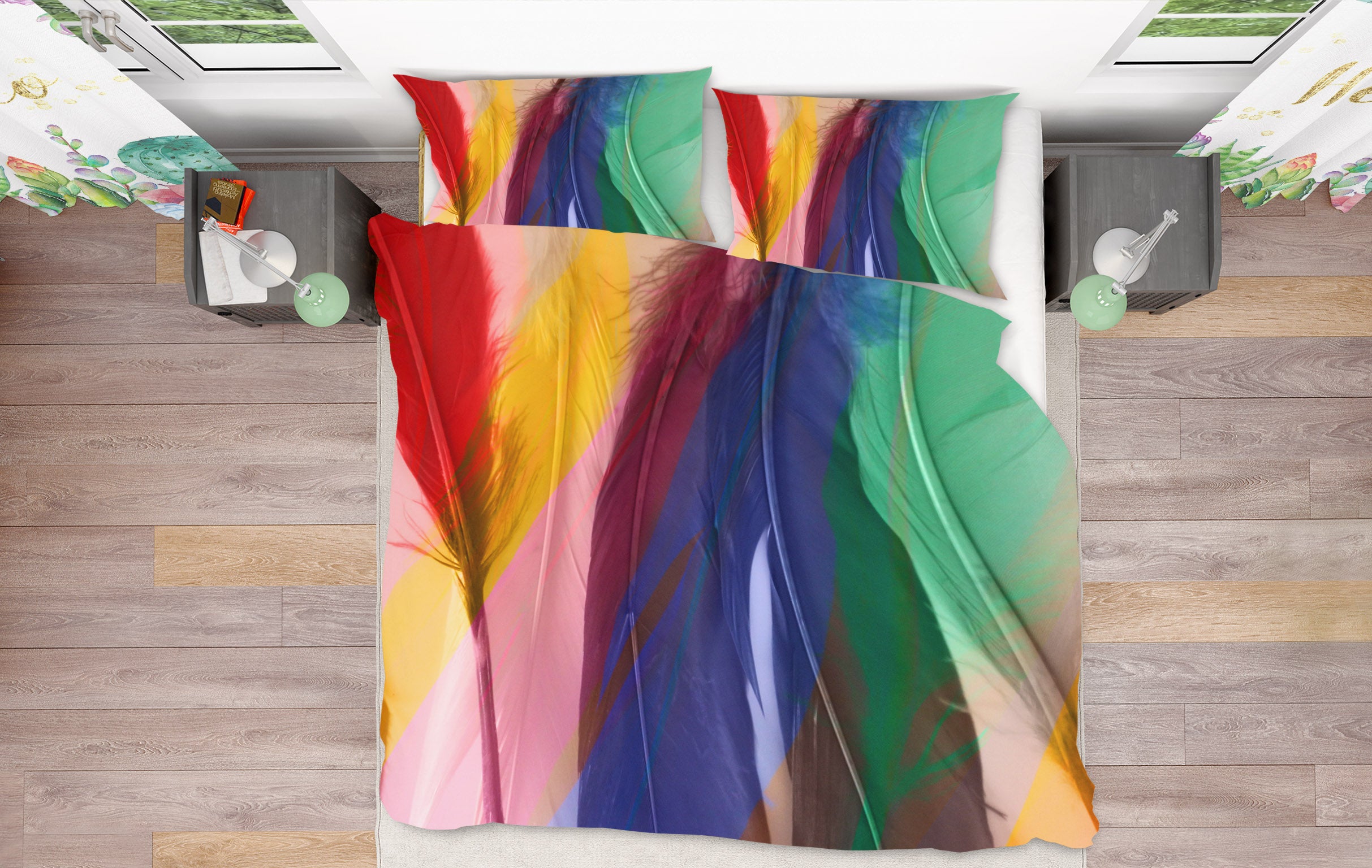 3D Colorful Feathers 70019 Shandra Smith Bedding Bed Pillowcases Quilt