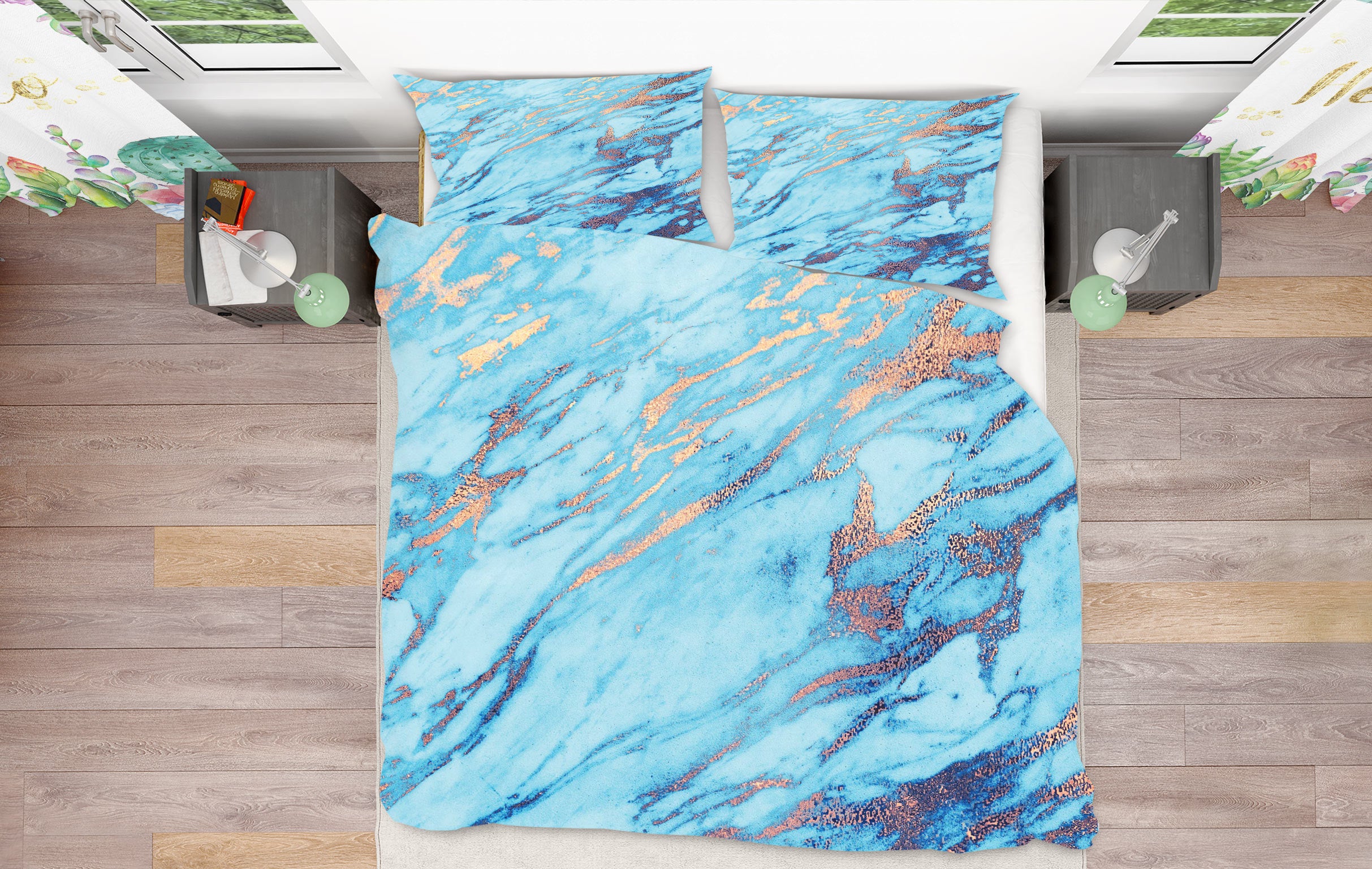 3D Blue Pattern 16104 Bed Pillowcases Quilt