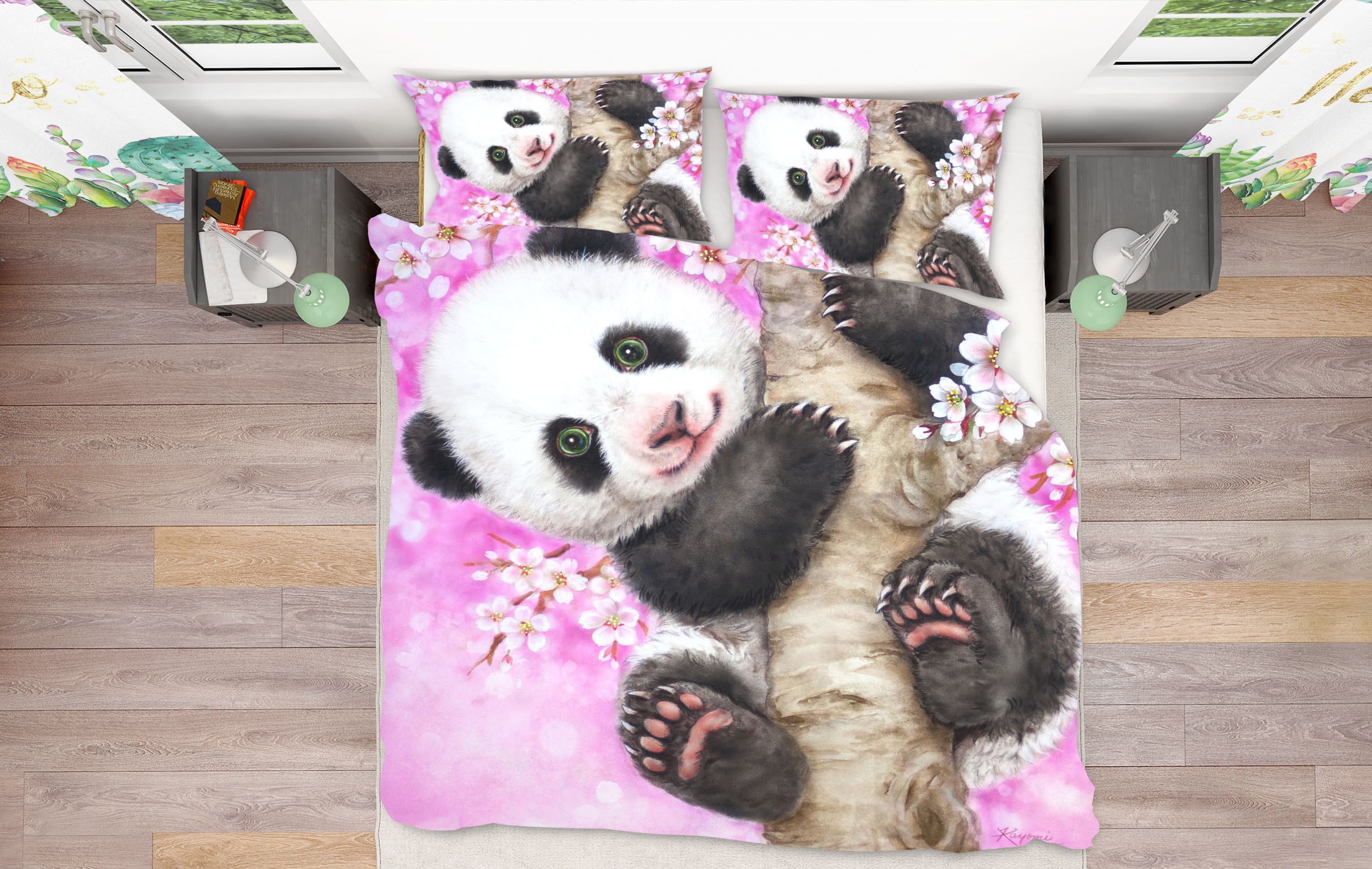 3D Peach Tree Panda 5917 Kayomi Harai Bedding Bed Pillowcases Quilt Cover Duvet Cover