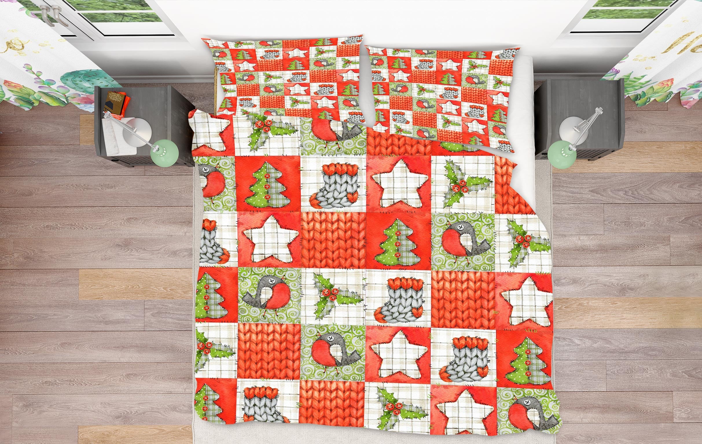 3D Tree Sock Cube 50034 Christmas Quilt Duvet Cover Xmas Bed Pillowcases