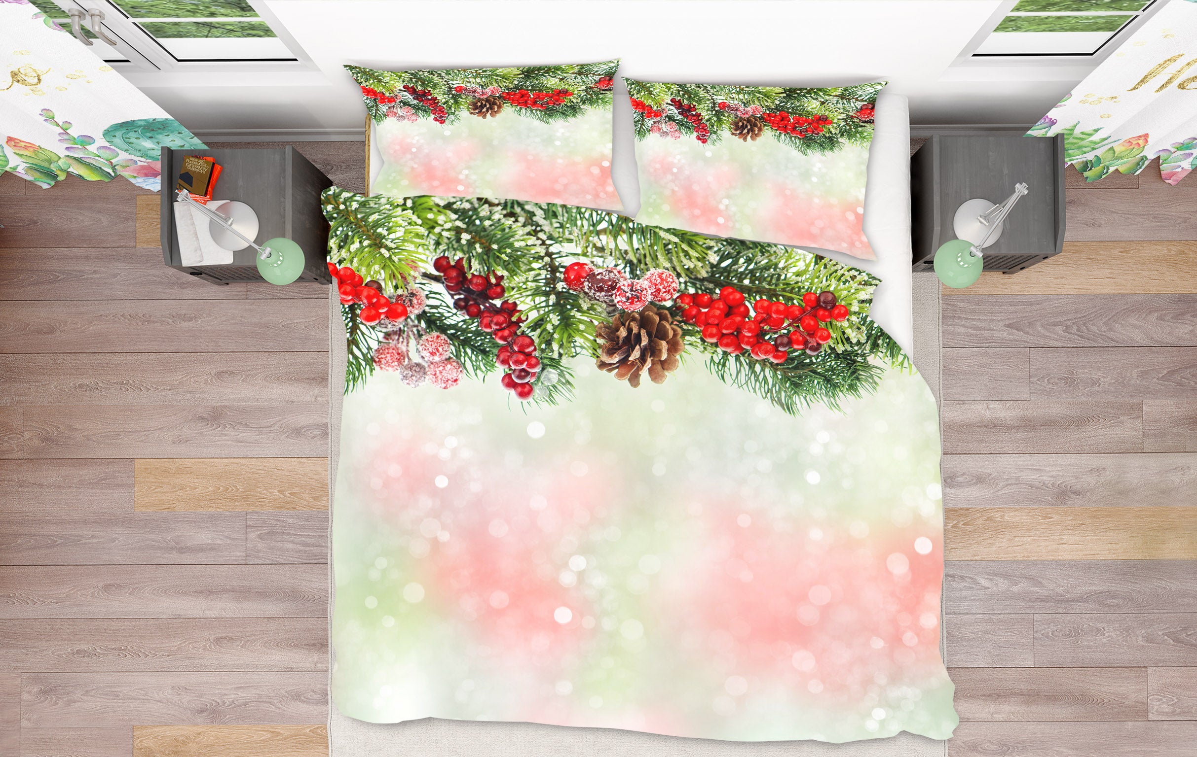 3D Branches 51076 Christmas Quilt Duvet Cover Xmas Bed Pillowcases