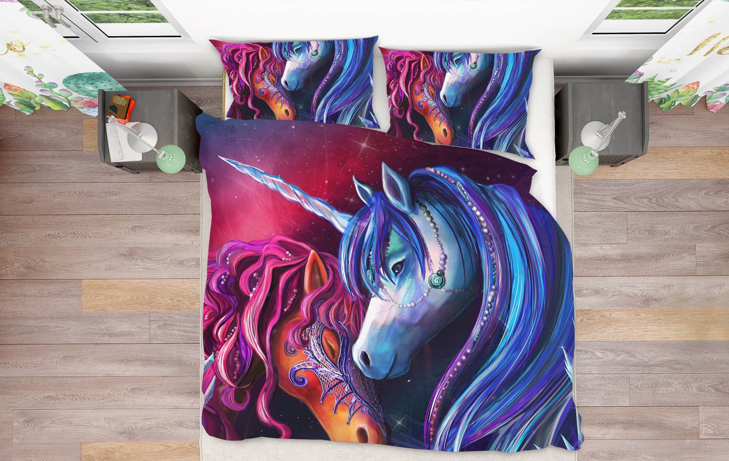 3D Two Horses 106 Rose Catherine Khan Bedding Bed Pillowcases Quilt Quiet Covers AJ Creativity Home 