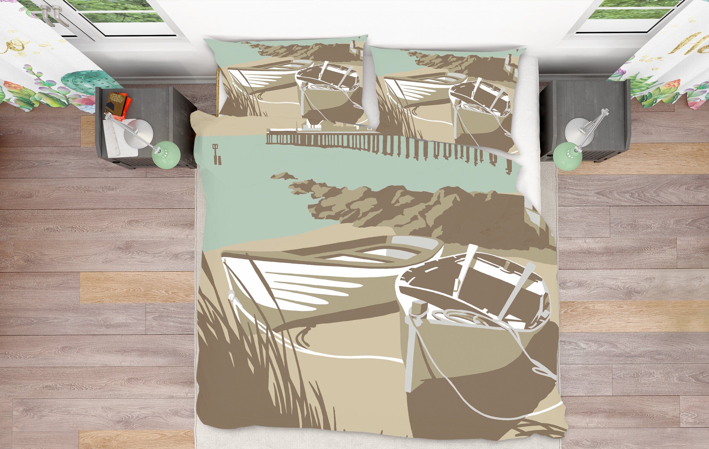 3D Southwold Boats Pier 2058 Steve Read Bedding Bed Pillowcases Quilt Quiet Covers AJ Creativity Home 