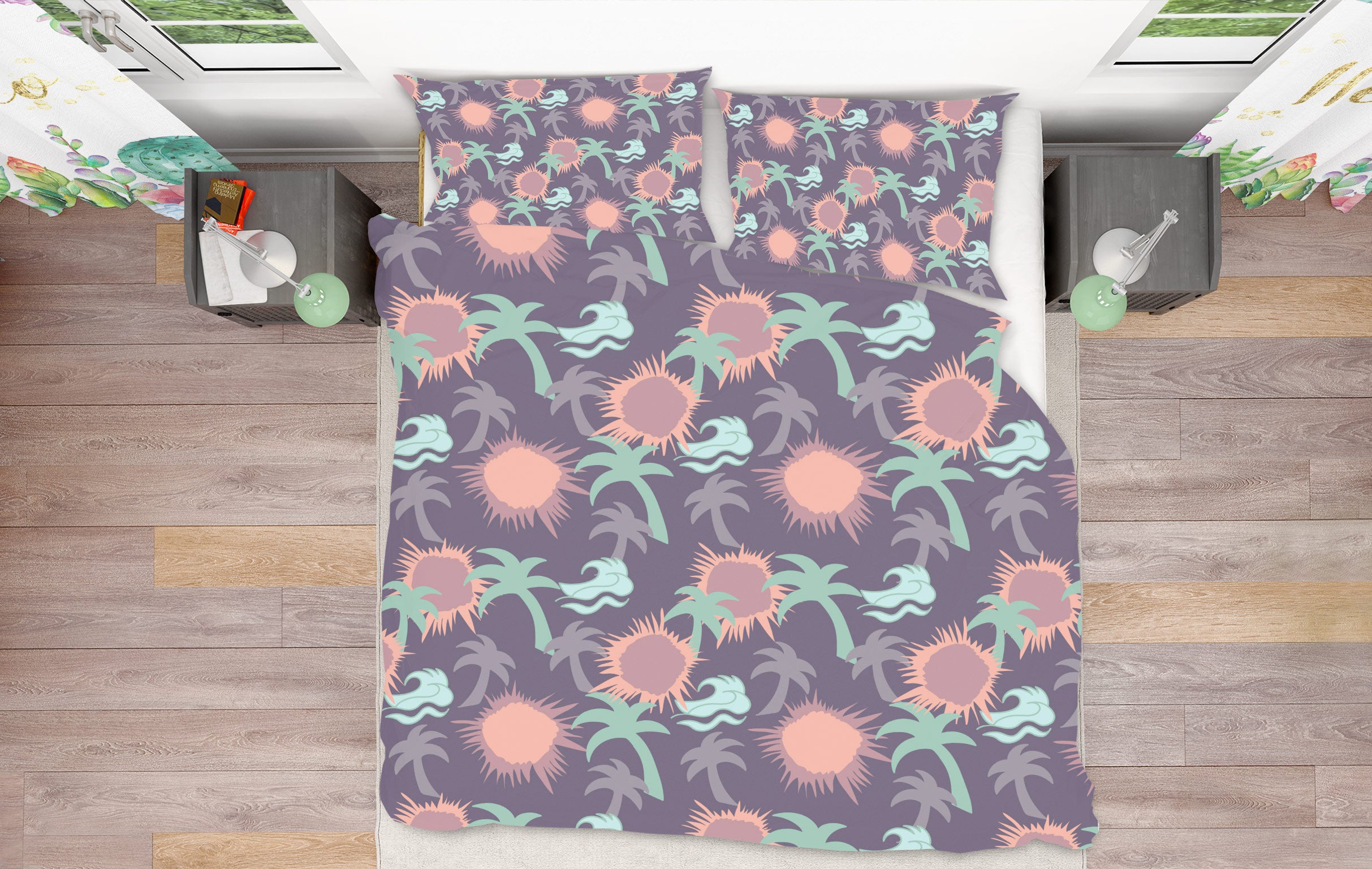 3D Sun Palm Pattern 98150 Kasumi Loffler Bedding Bed Pillowcases Quilt