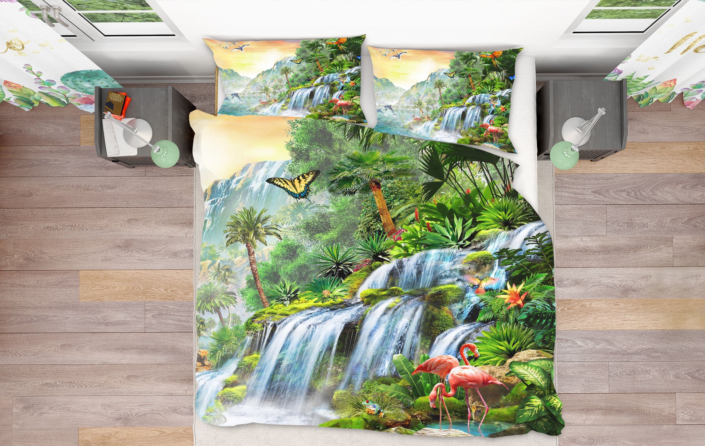 3D Forest Waterfall 2039 Adrian Chesterman Bedding Bed Pillowcases Quilt