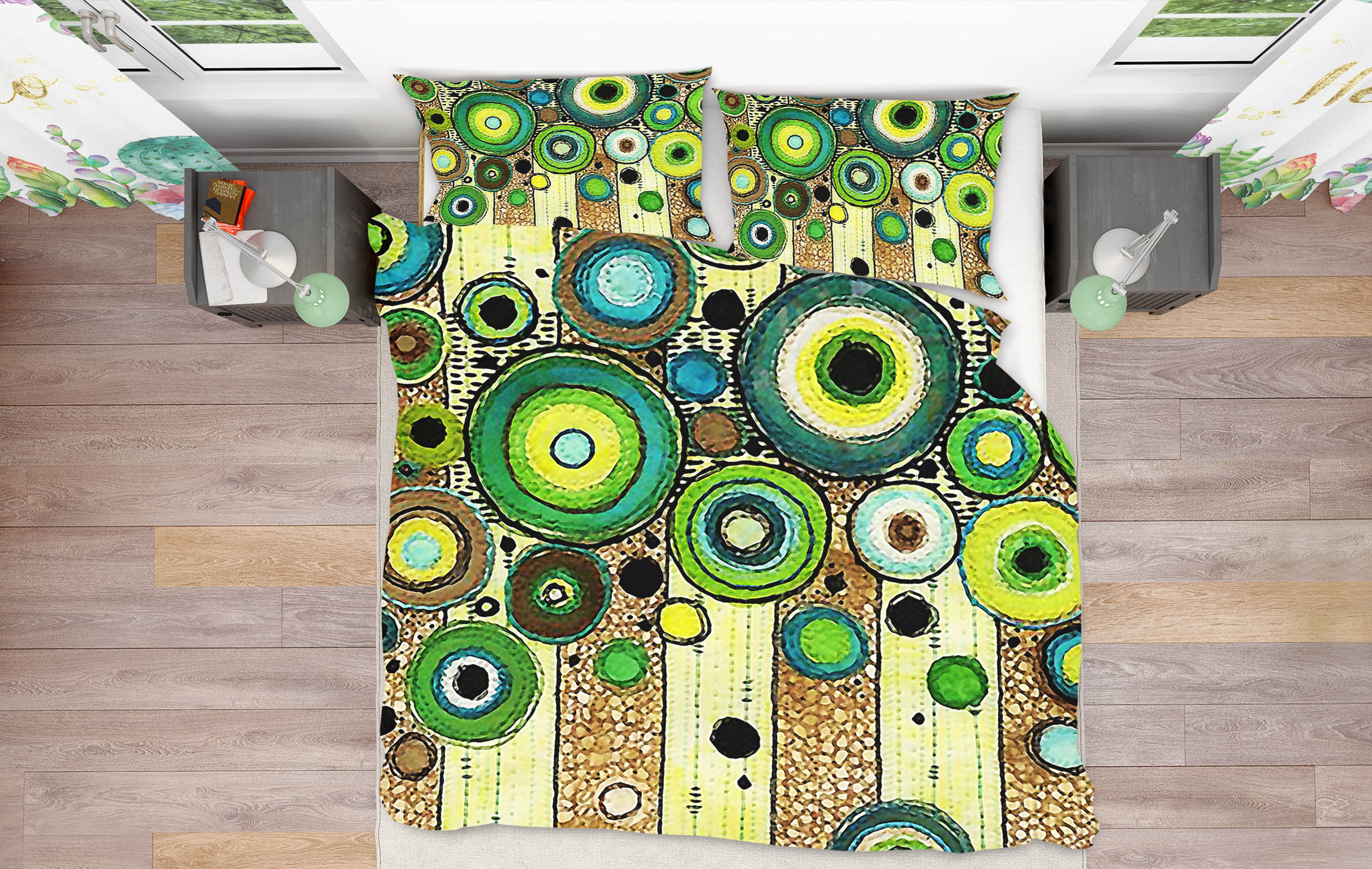 3D Green Circle 12142 Bed Pillowcases Quilt
