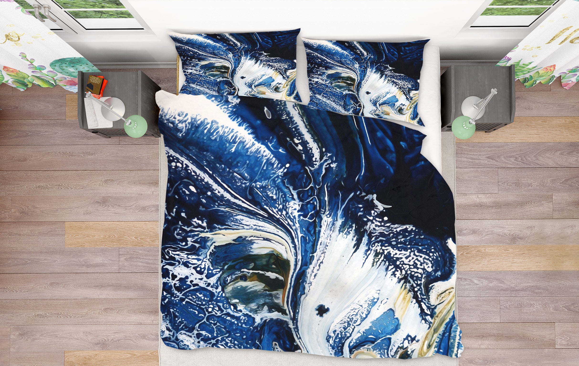 3D Dark Blue Pattern 59081 Bed Pillowcases Quilt