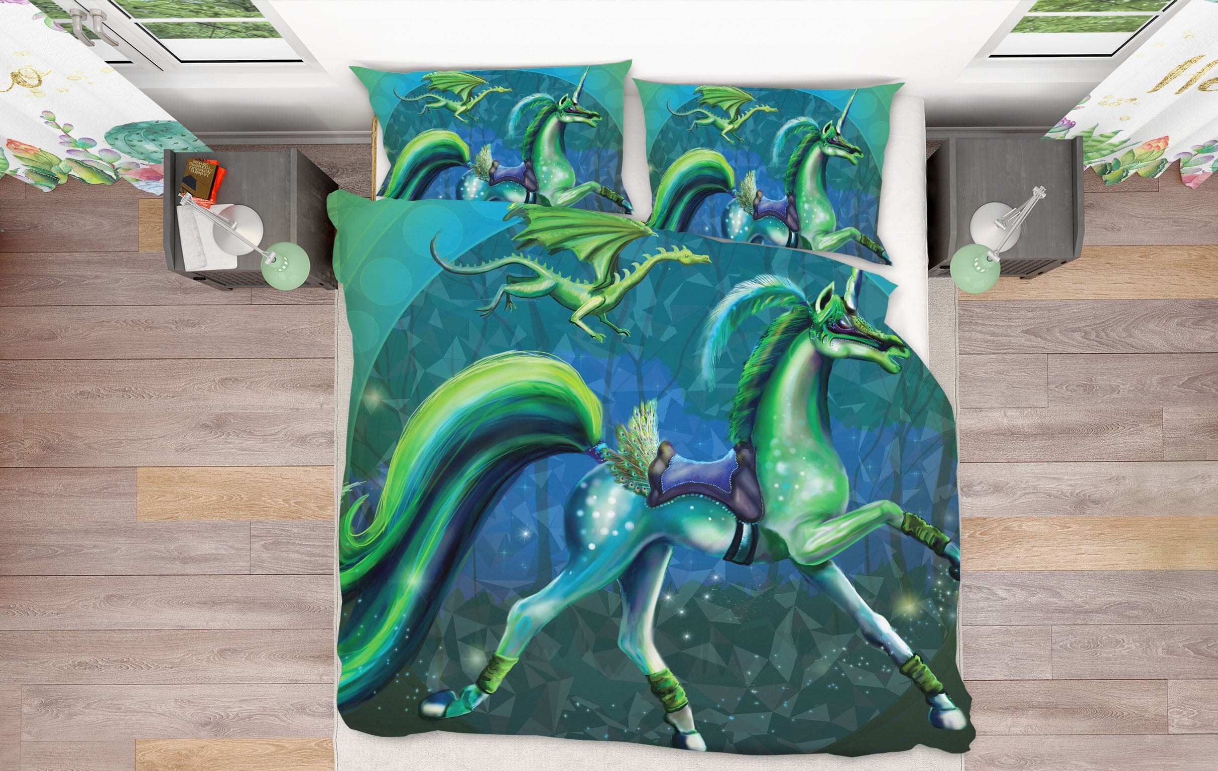 3D Walking Unicorn 122 Rose Catherine Khan Bedding Bed Pillowcases Quilt Quiet Covers AJ Creativity Home 