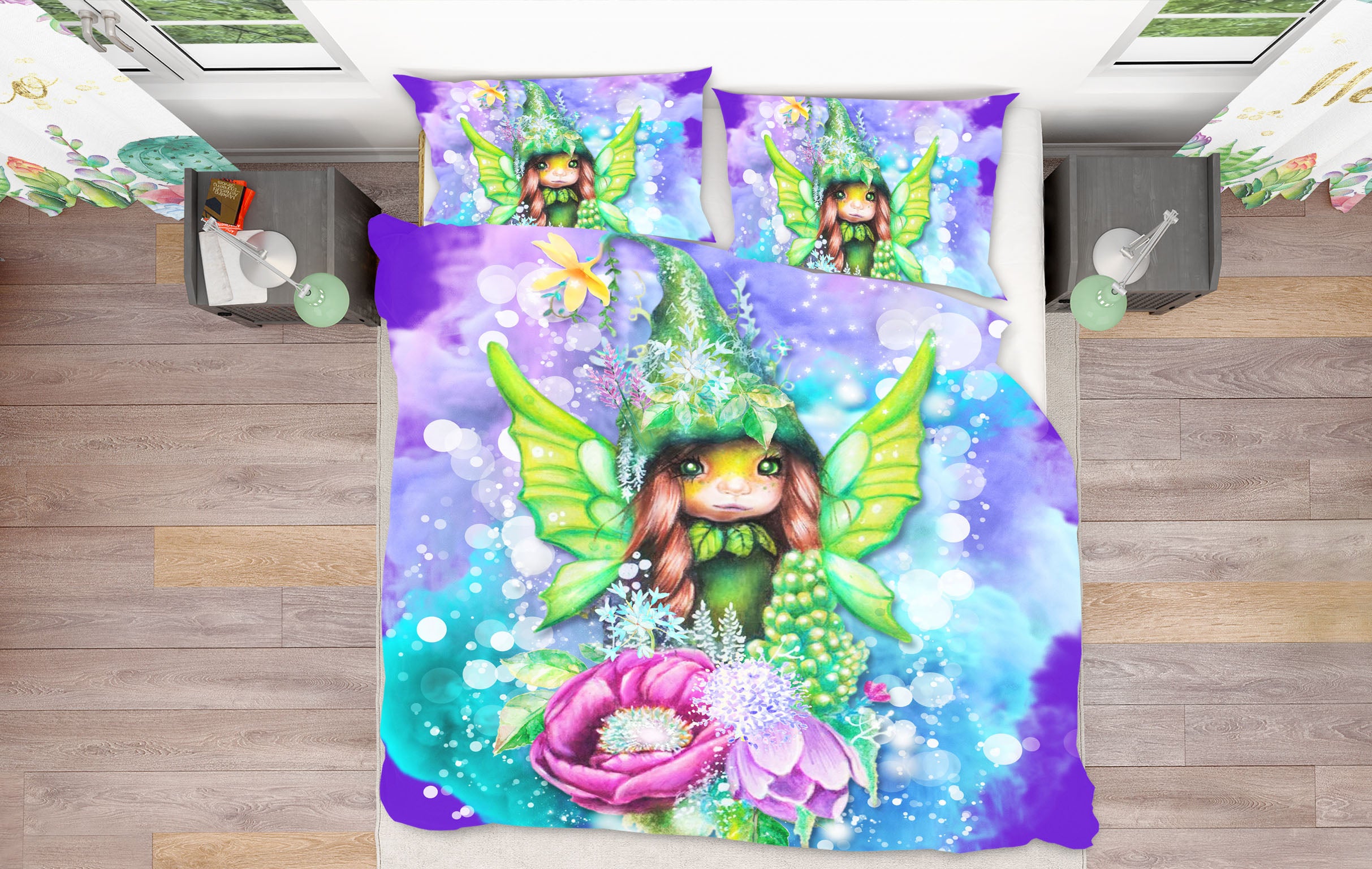 3D Watercolor Flower Fairy 8568 Sheena Pike Bedding Bed Pillowcases Quilt Cover Duvet Cover