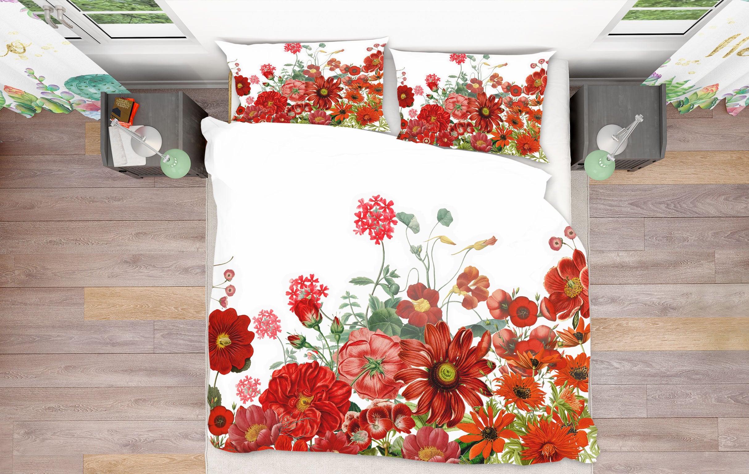 3D Red Flower Field 045 Uta Naumann Bedding Bed Pillowcases Quilt