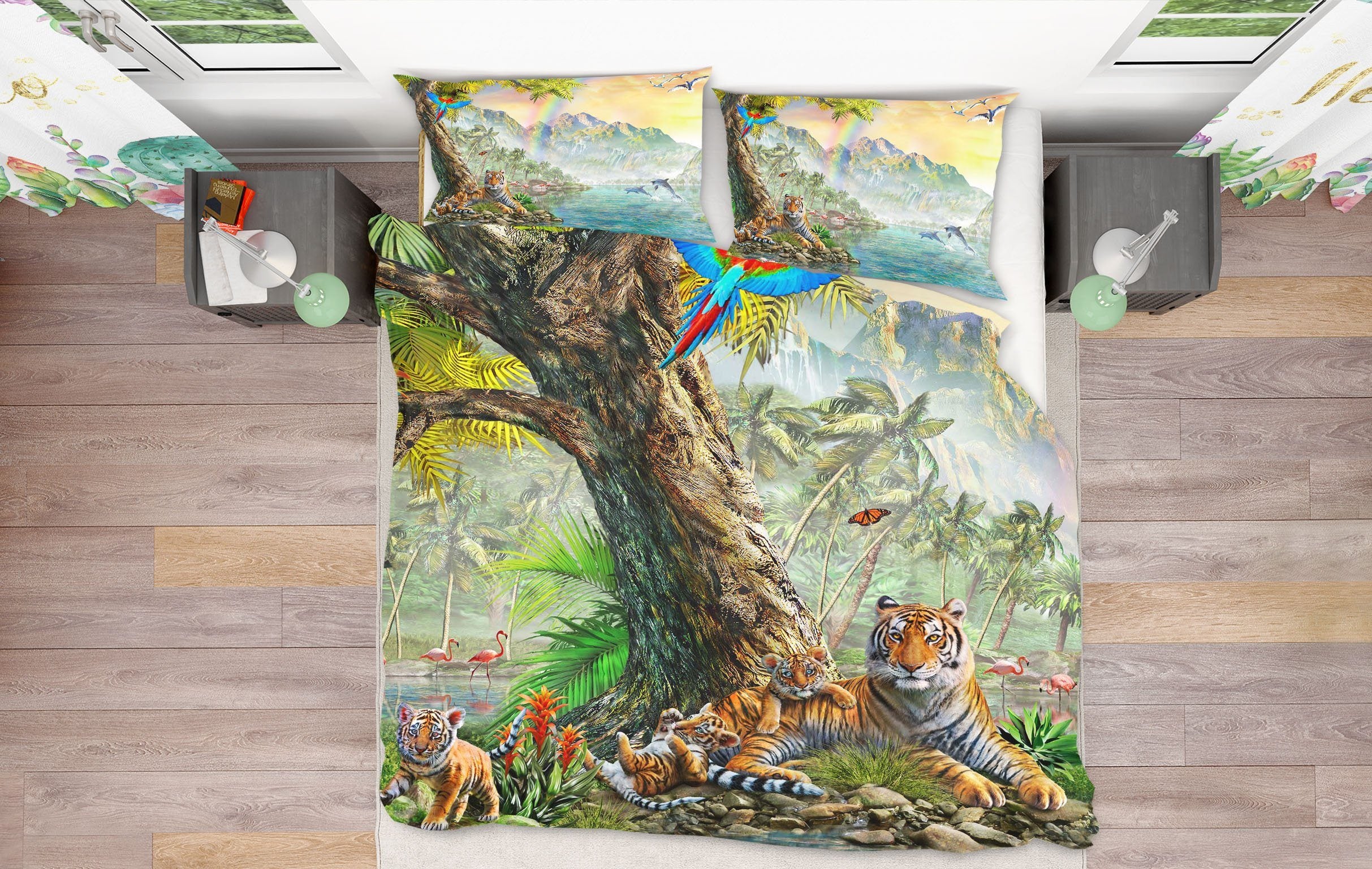 3D Big Tree Tiger 2117 Adrian Chesterman Bedding Bed Pillowcases Quilt Quiet Covers AJ Creativity Home 
