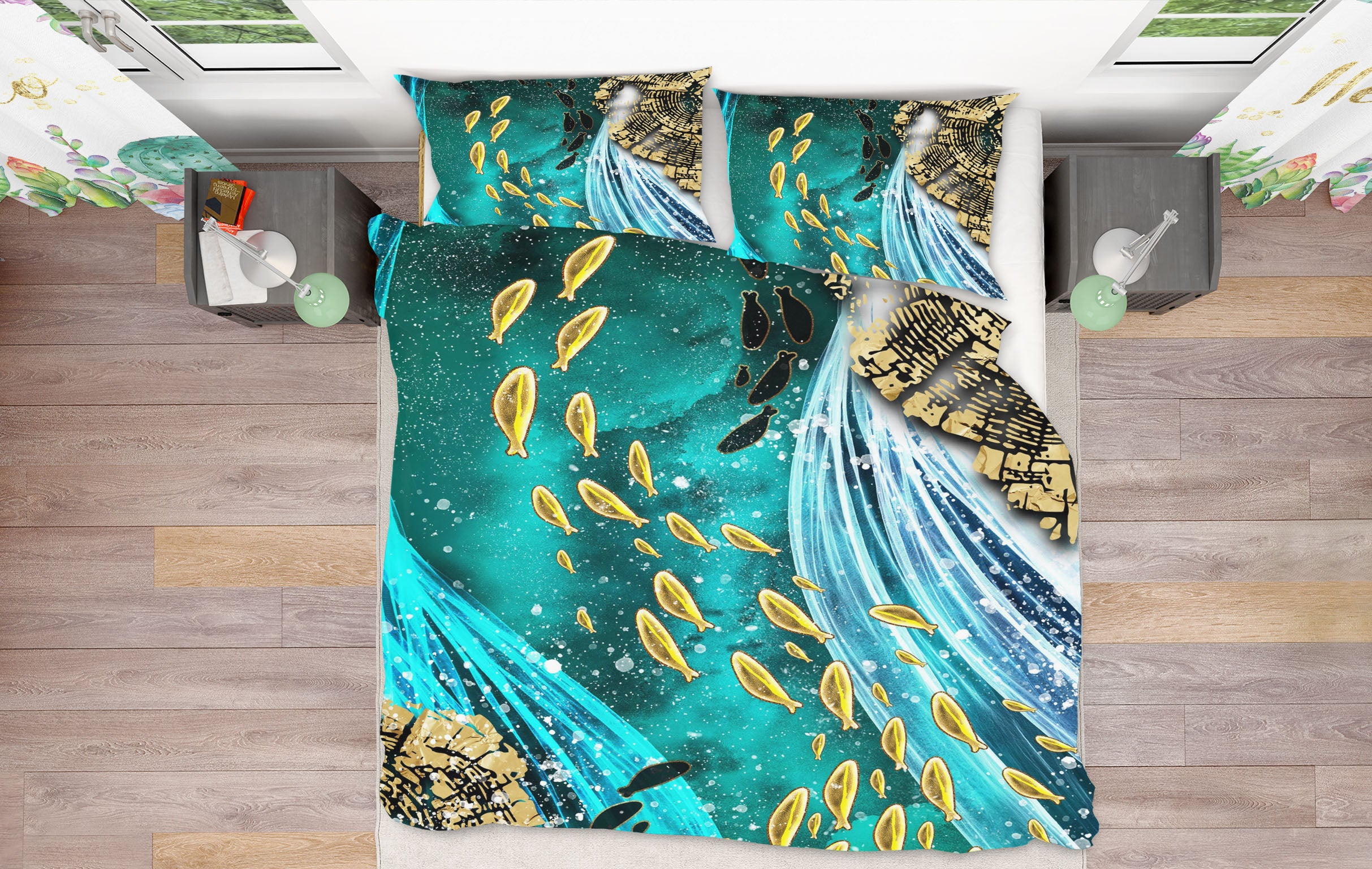 3D Golden Fish 16043 Bed Pillowcases Quilt