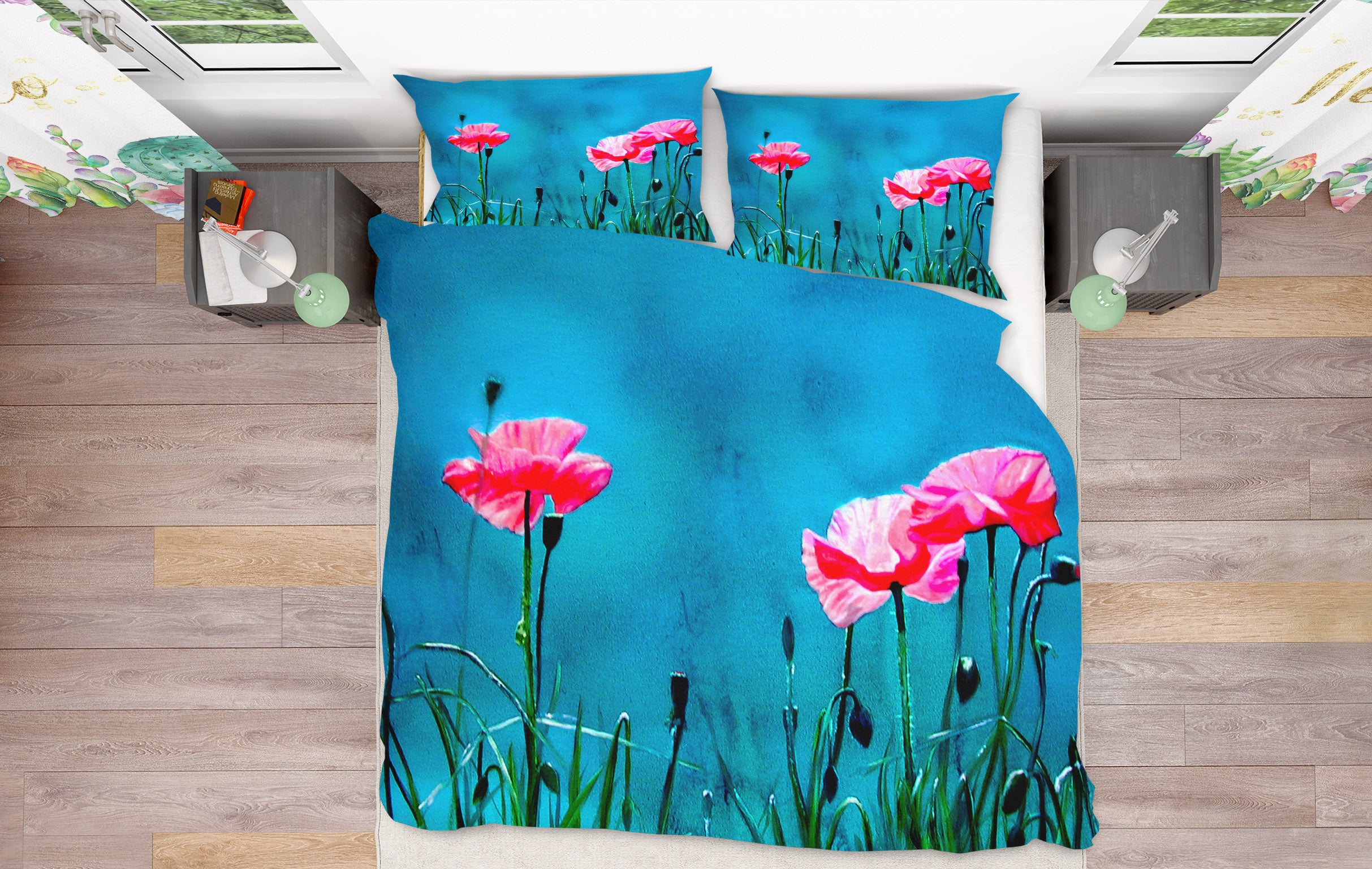 3D Pink Flowers 11049 Matthew Holden Bates Bedding Bed Pillowcases Quilt