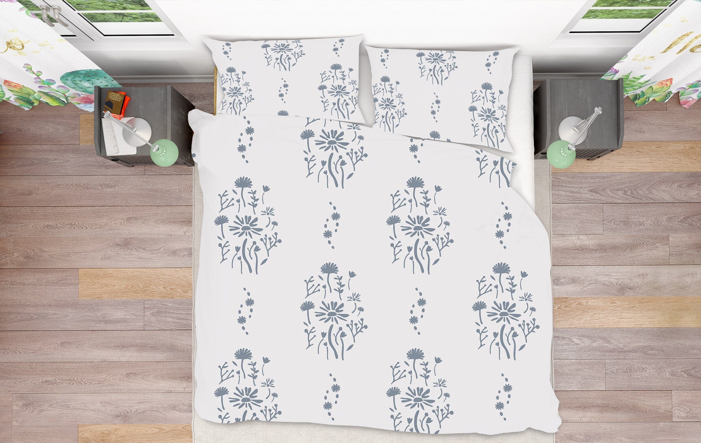3D Flower Pattern 2101 Jillian Helvey Bedding Bed Pillowcases Quilt Quiet Covers AJ Creativity Home 