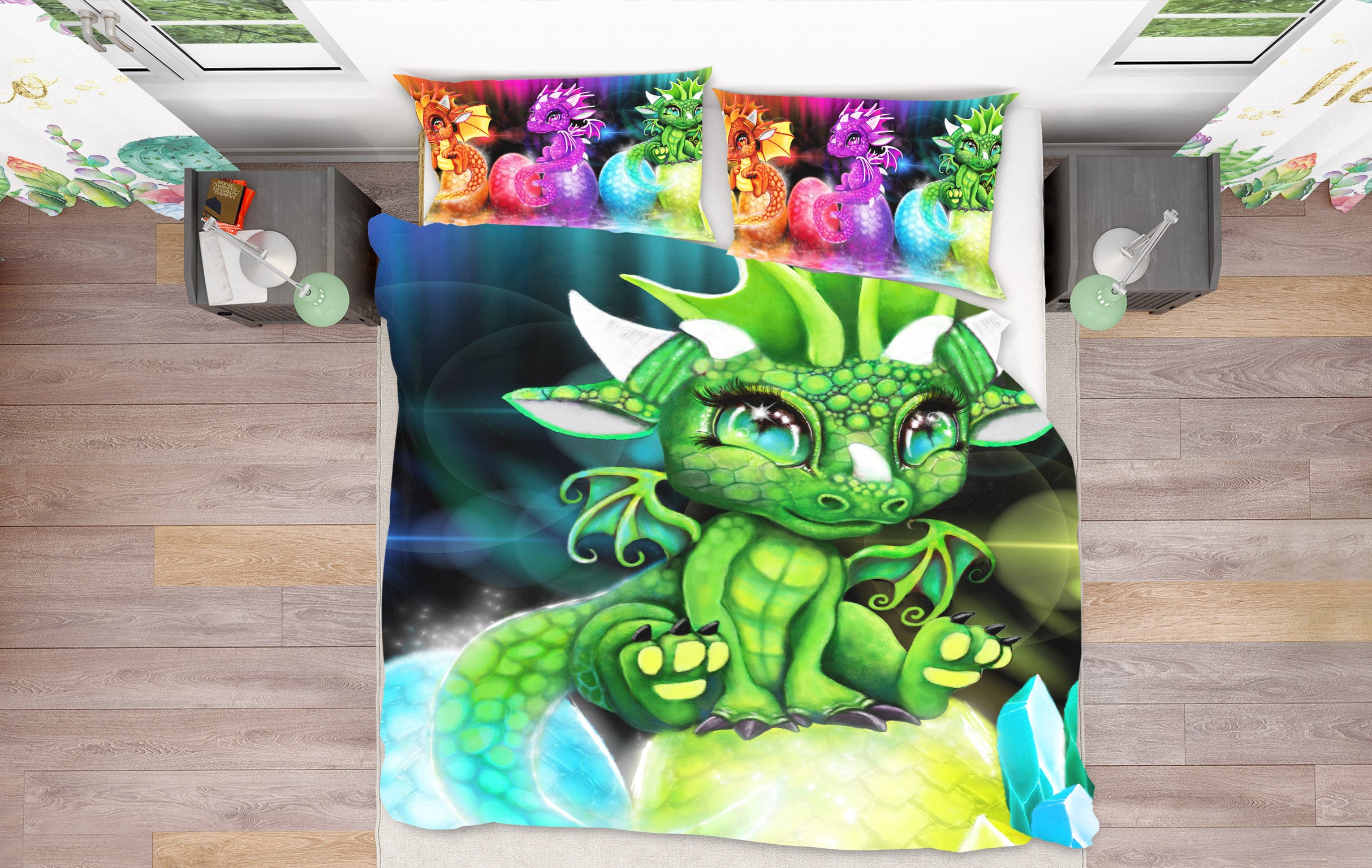 3D Cute Green Dragon 8564 Sheena Pike Bedding Bed Pillowcases Quilt Cover Duvet Cover