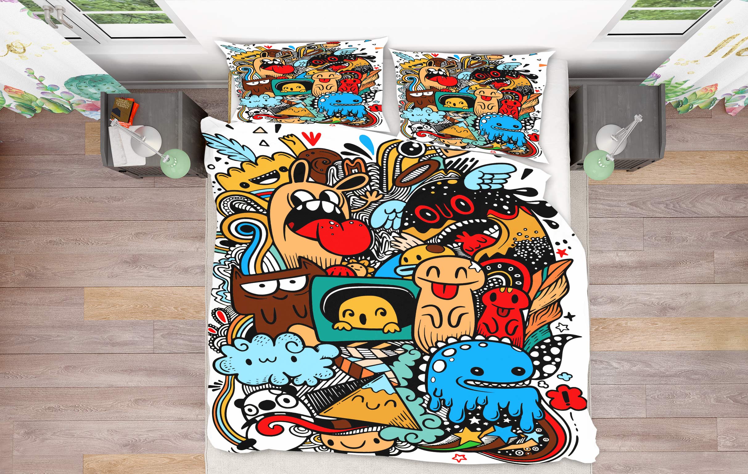 3D Little Monsters 60028 Bed Pillowcases Quilt