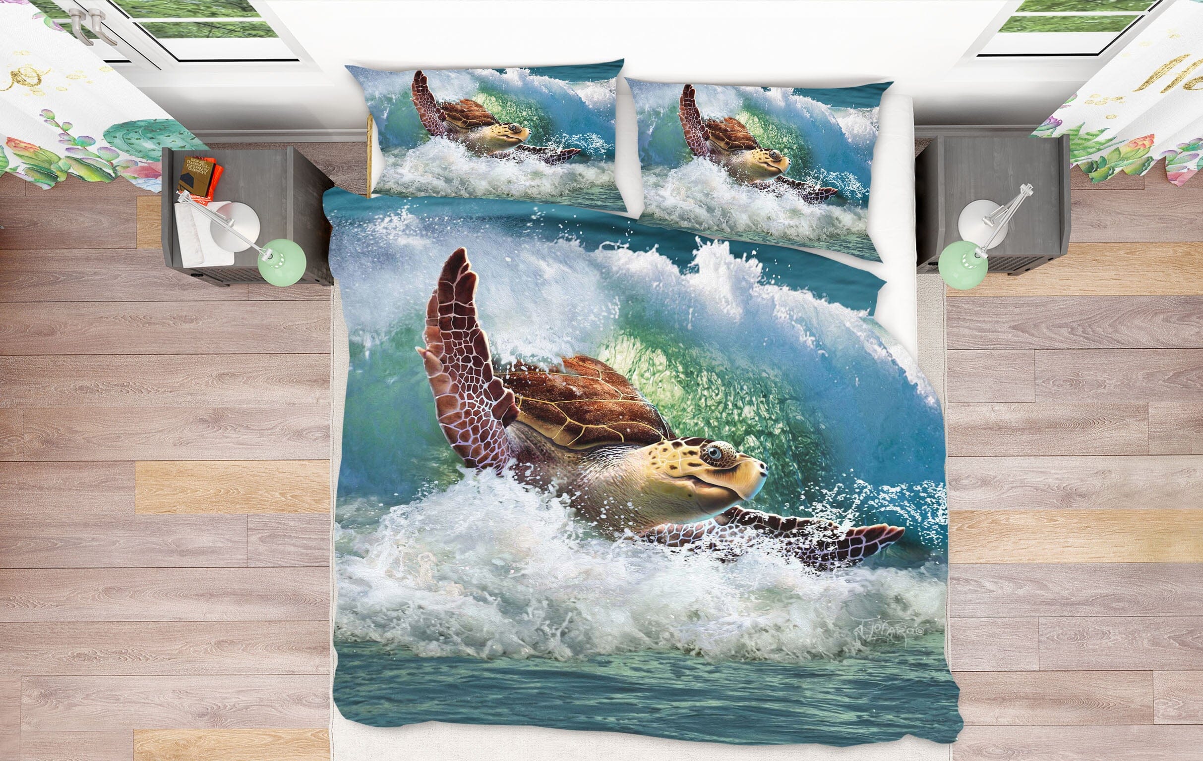 3D SeaTurtle 2108 Jerry LoFaro bedding Bed Pillowcases Quilt Quiet Covers AJ Creativity Home 