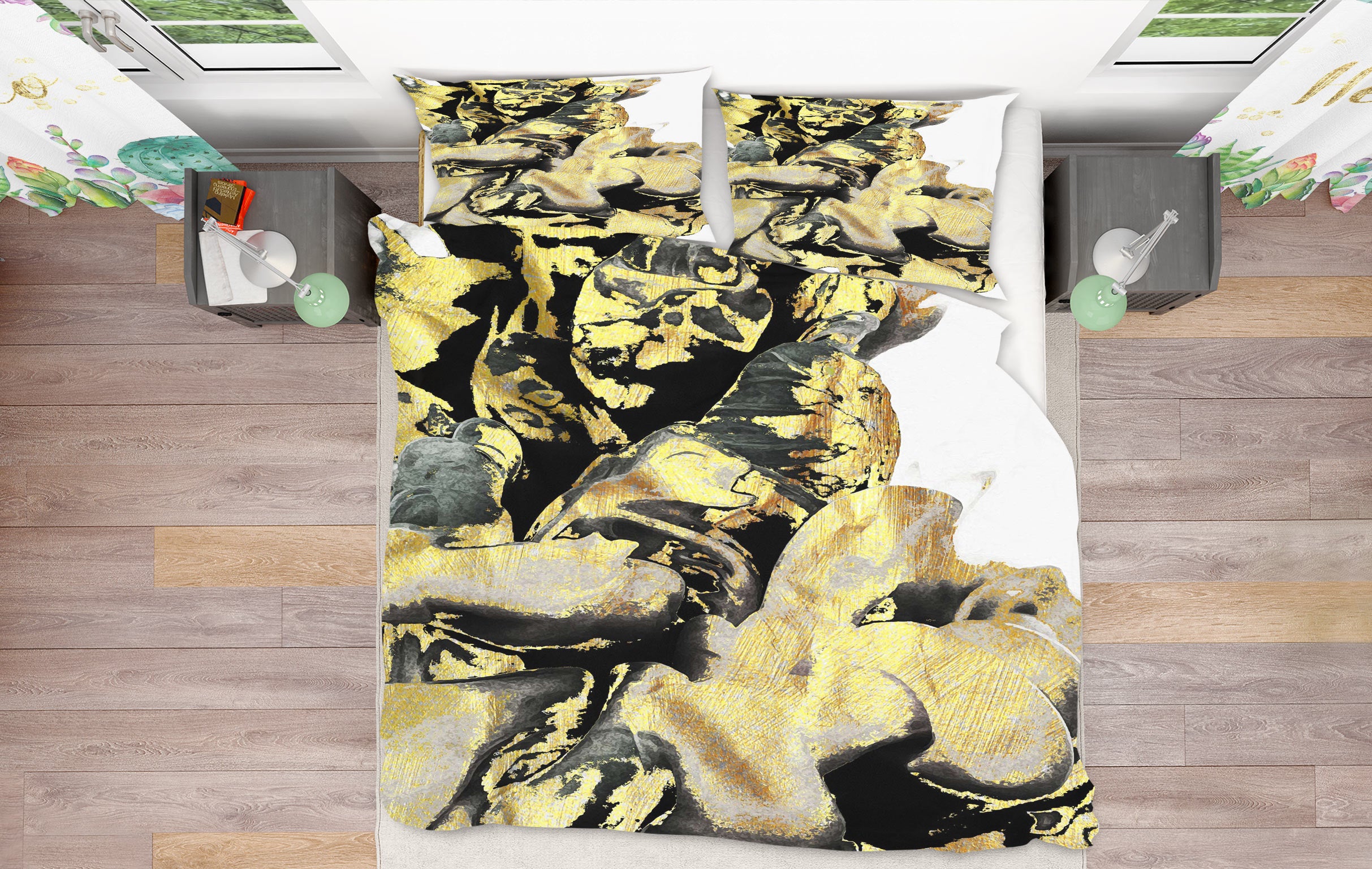 3D Black Gold Pattern 59120 Bed Pillowcases Quilt