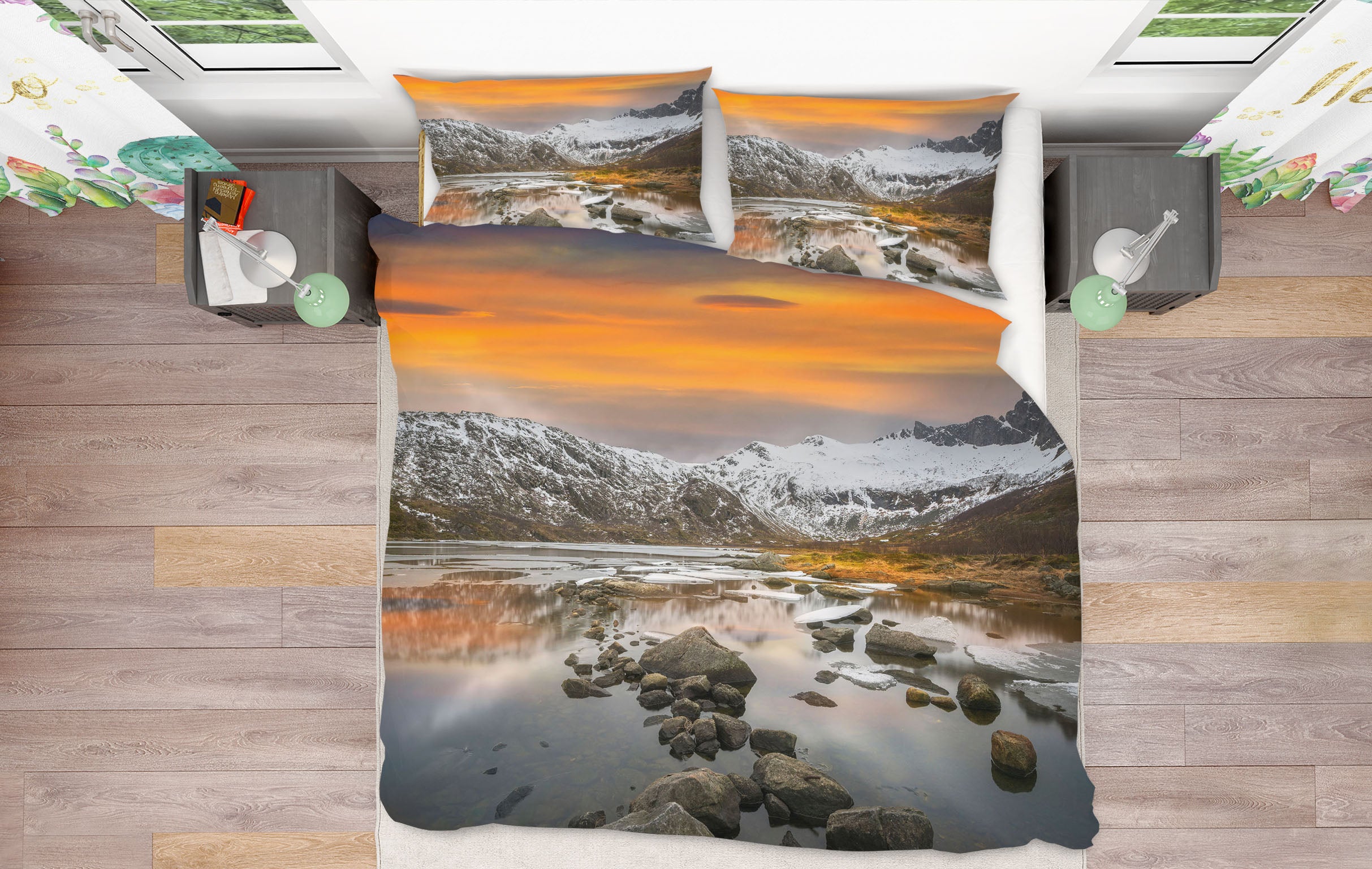 3D Stone Lake 087 Marco Carmassi Bedding Bed Pillowcases Quilt