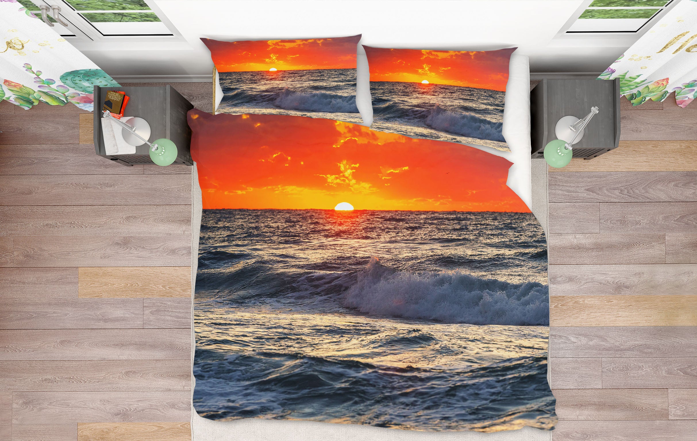 3D Sea Sun 16059 Bed Pillowcases Quilt