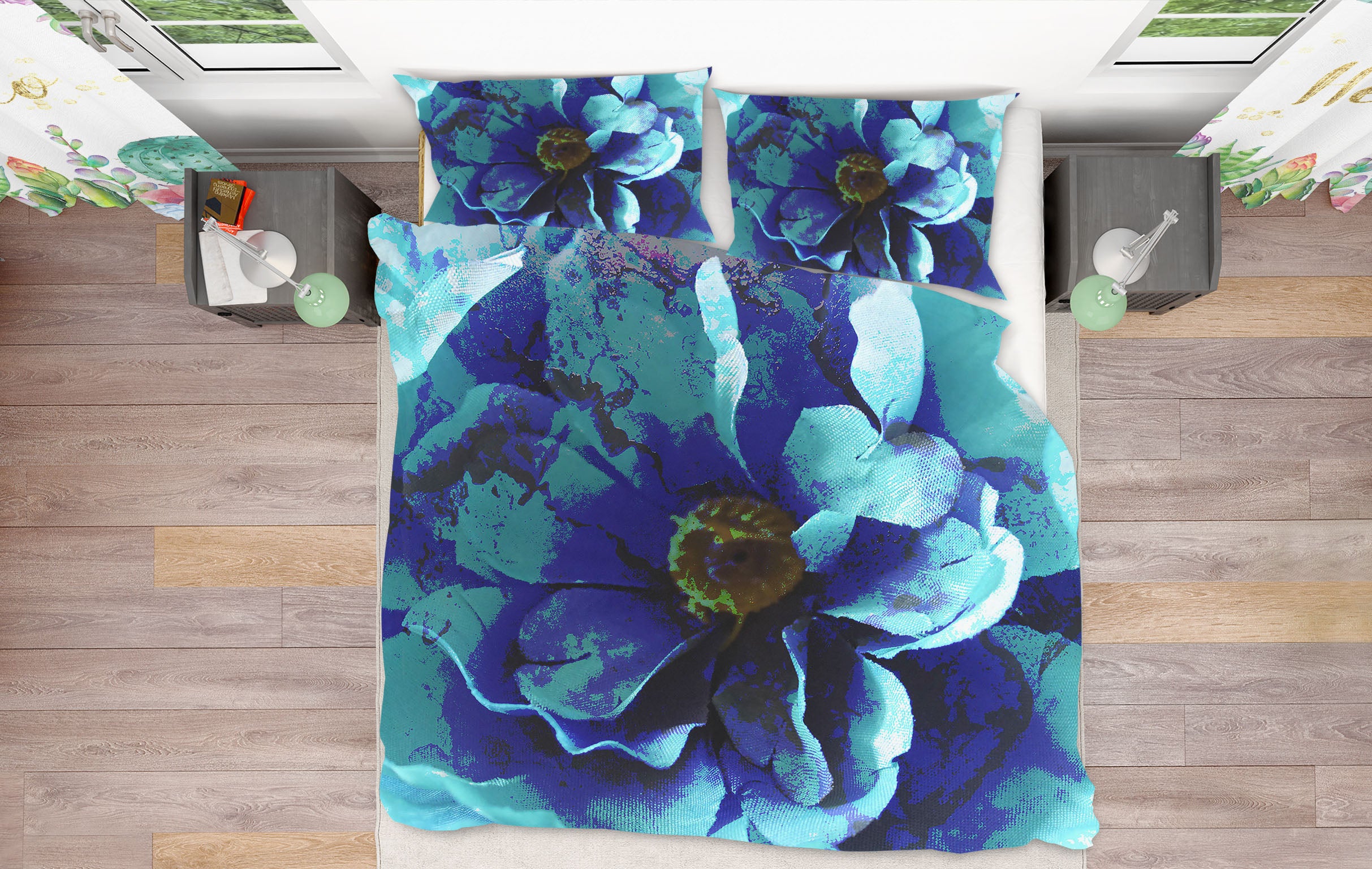 3D Blue Flower 70026 Shandra Smith Bedding Bed Pillowcases Quilt