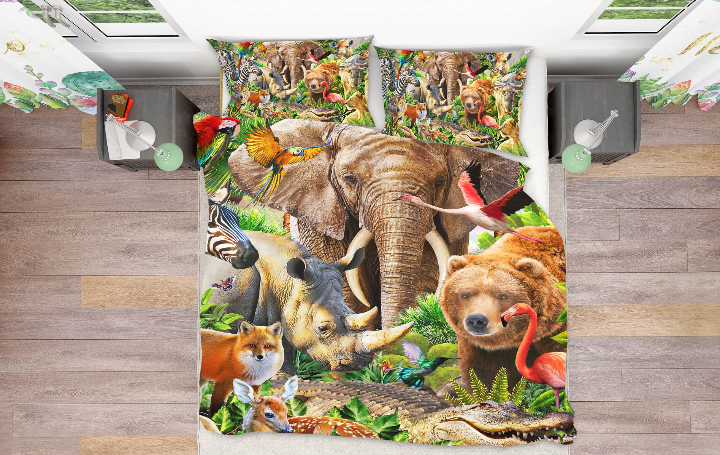 3D Animal World 2049 Adrian Chesterman Bedding Bed Pillowcases Quilt Quiet Covers AJ Creativity Home 