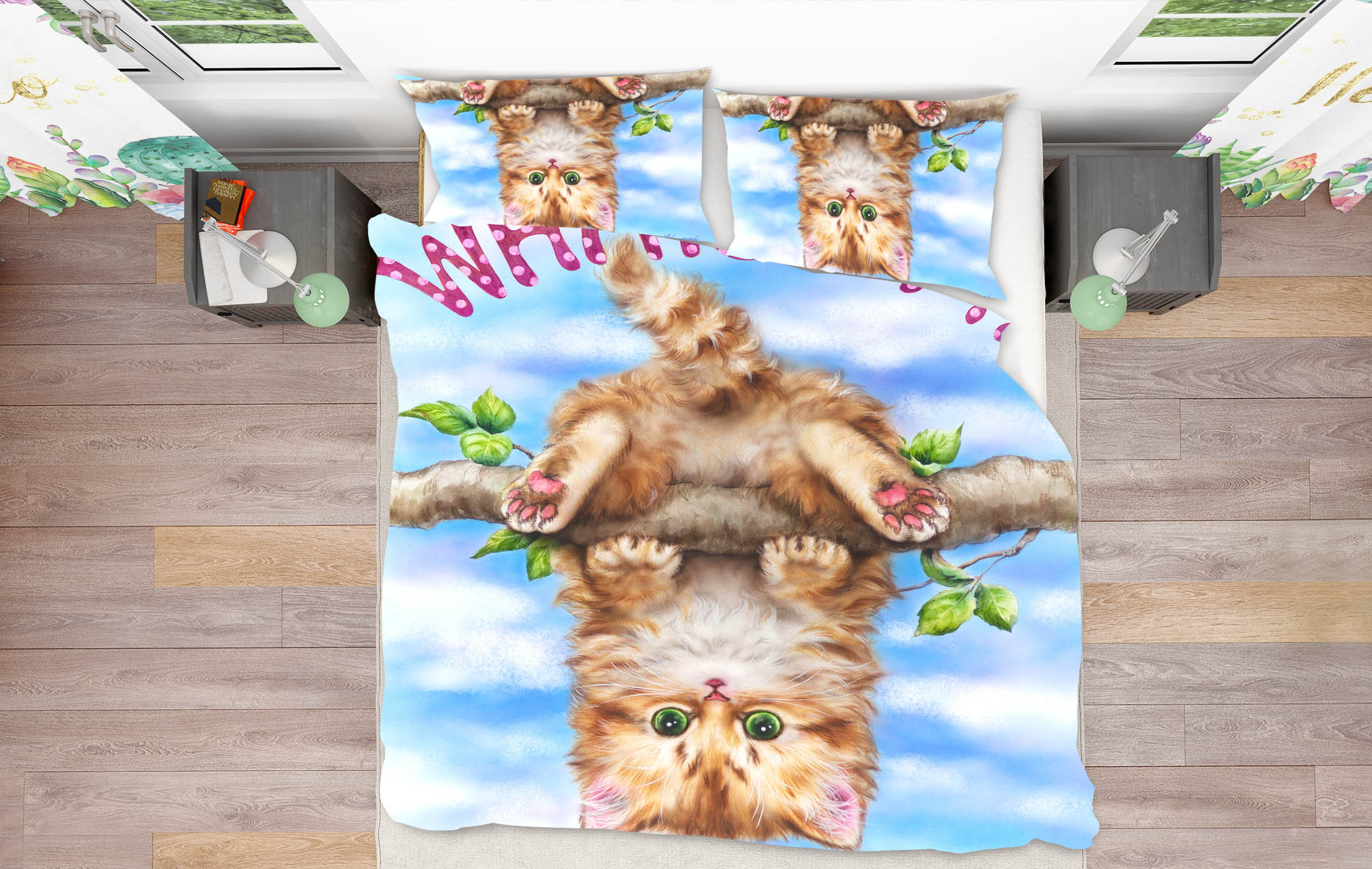 3D Cat Branch 5878 Kayomi Harai Bedding Bed Pillowcases Quilt Cover Duvet Cover