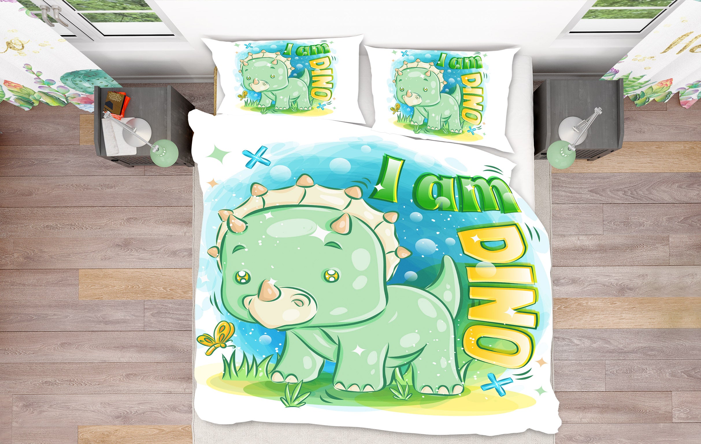 3D Cartoon Little Dinosaur 59018 Bed Pillowcases Quilt