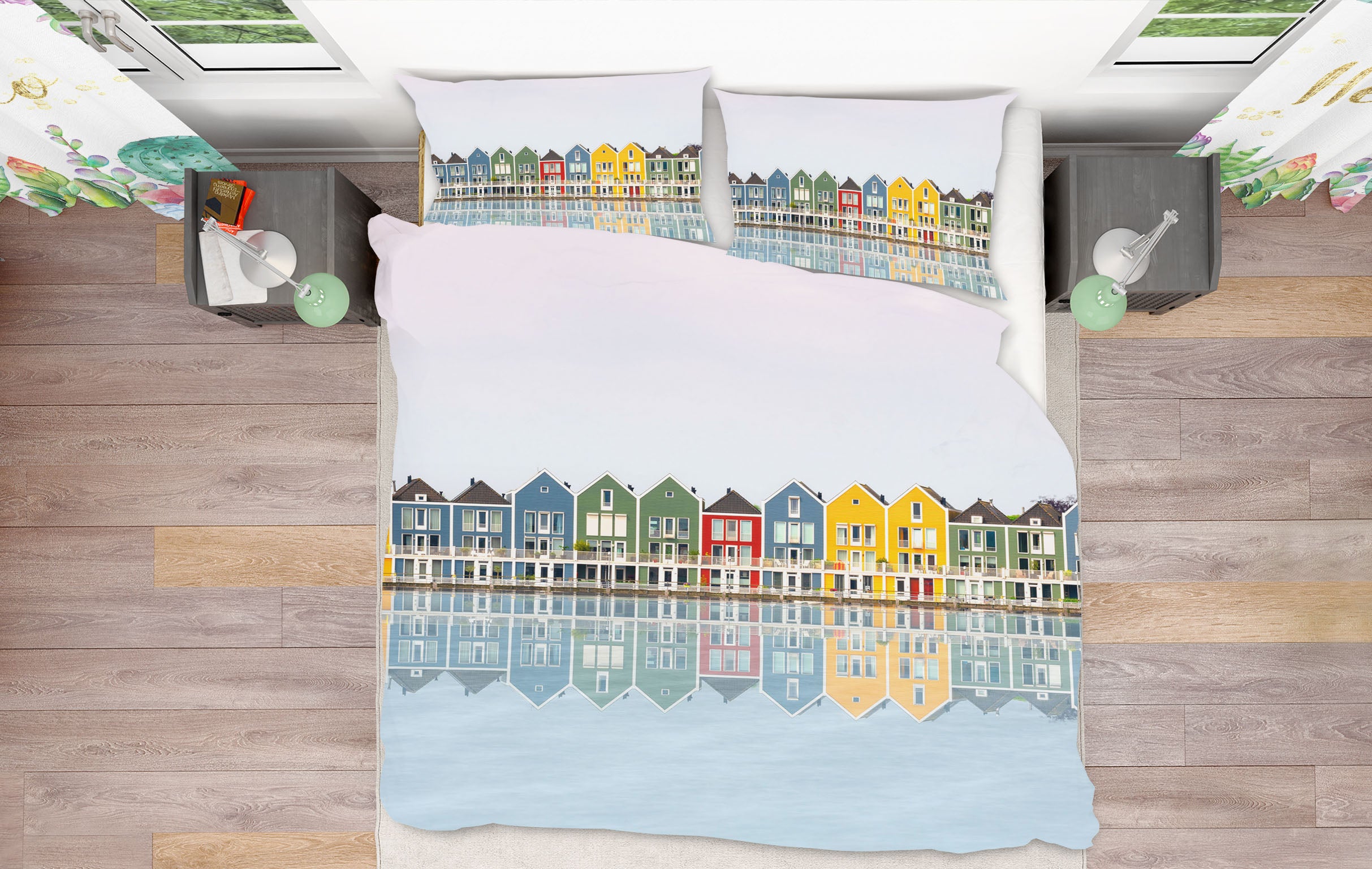3D Coloured Houses 023 Marco Carmassi Bedding Bed Pillowcases Quilt
