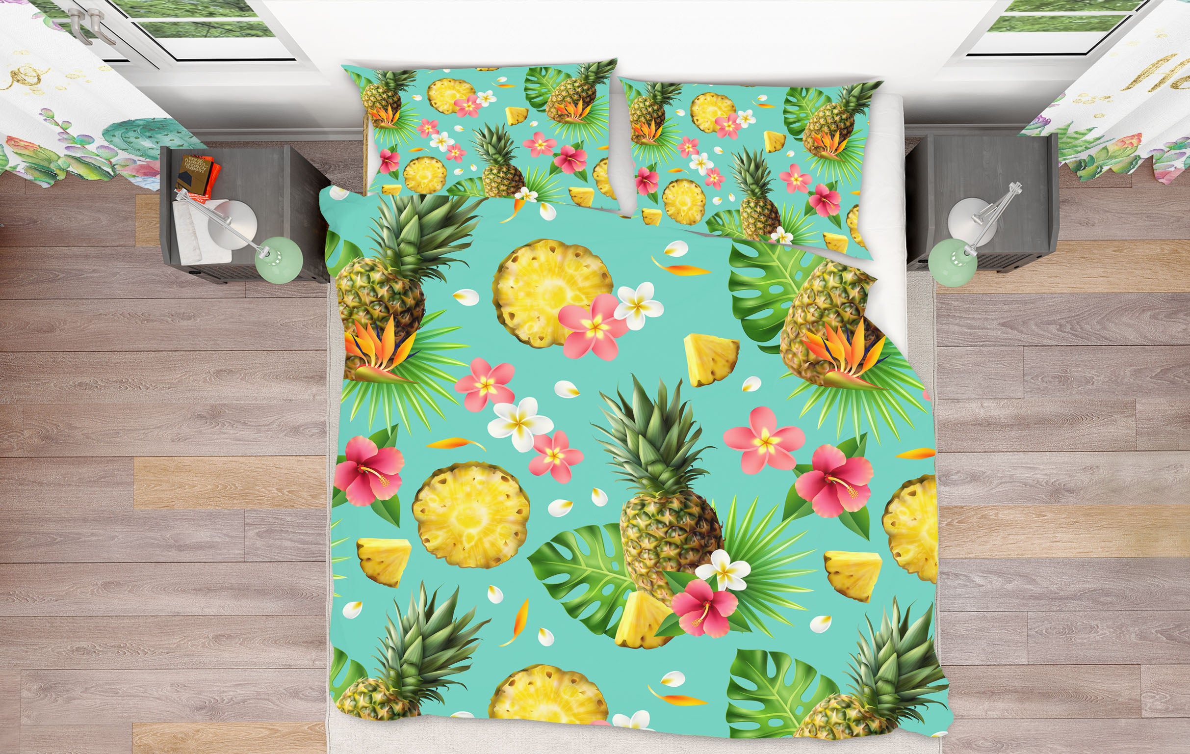 3D Pineapple Flower 61087 Bed Pillowcases Quilt